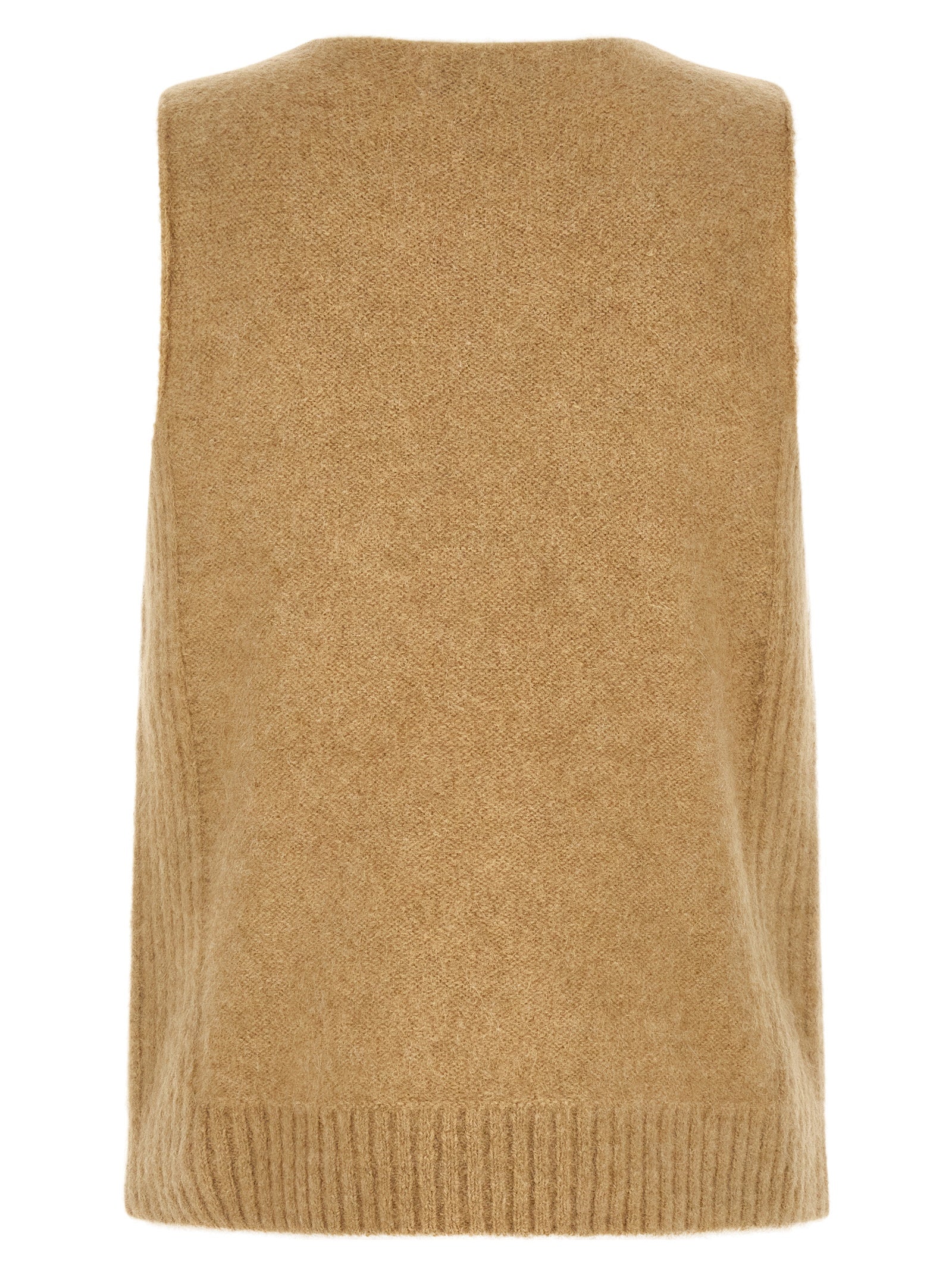 Dries Van Noten Beige Wool Sleeveles Sweater