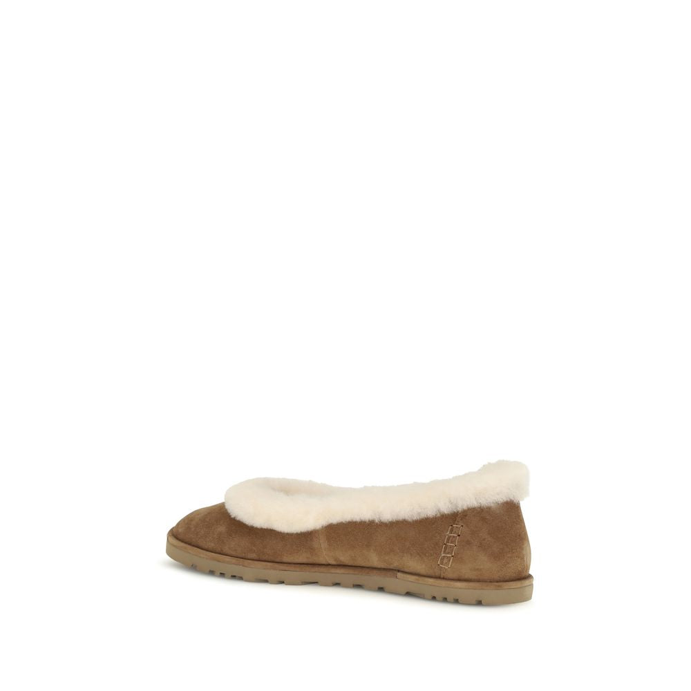 UGG Beige Calf Leather Bos Taurus Ballet Flats