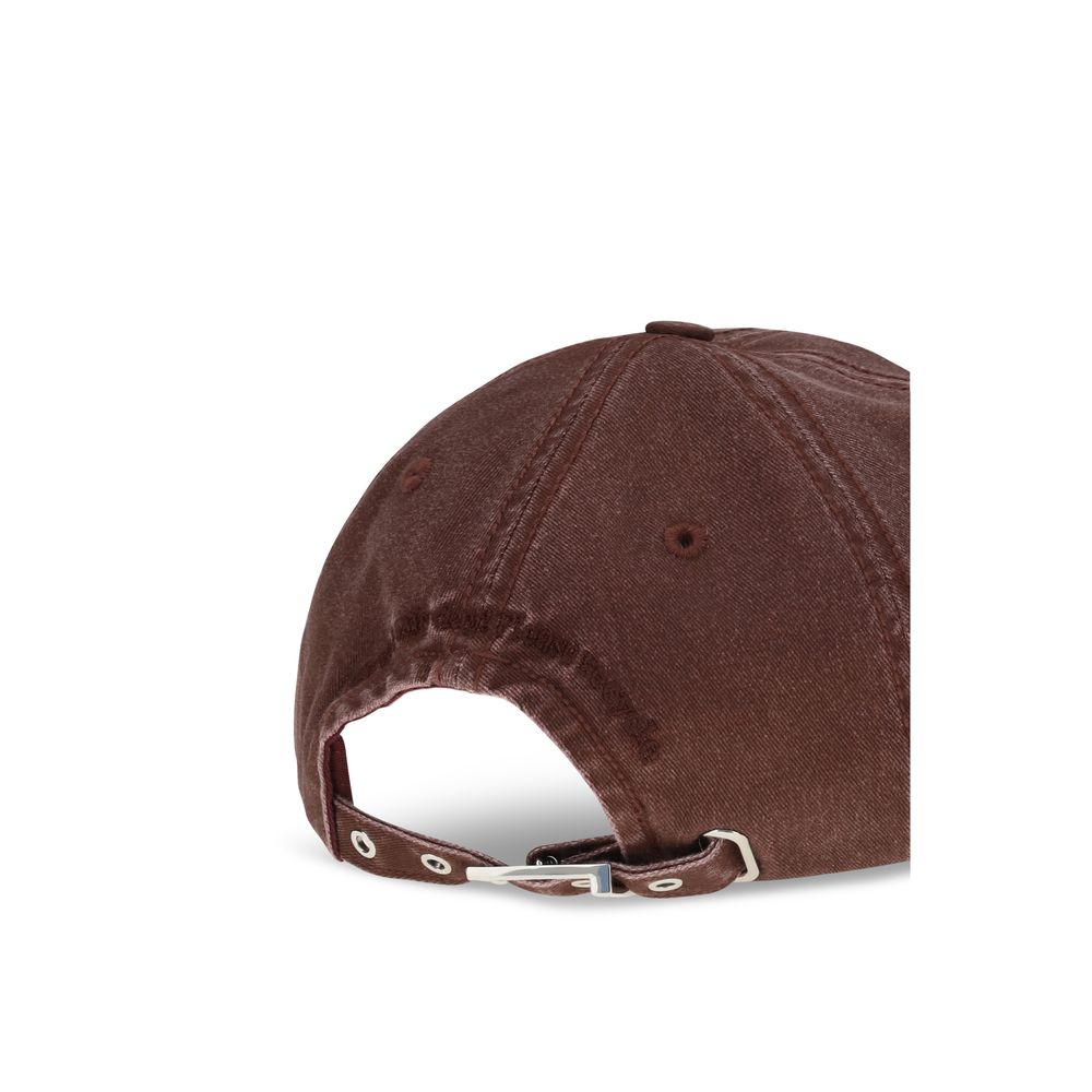 Ganni Bordeaux Cotton Cap (Baseball Hat)