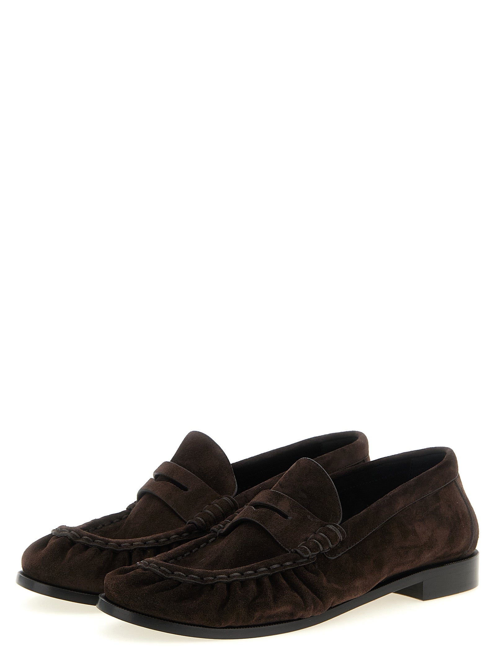 Saint Laurent Brown Calfskin Slip-On Loafers
