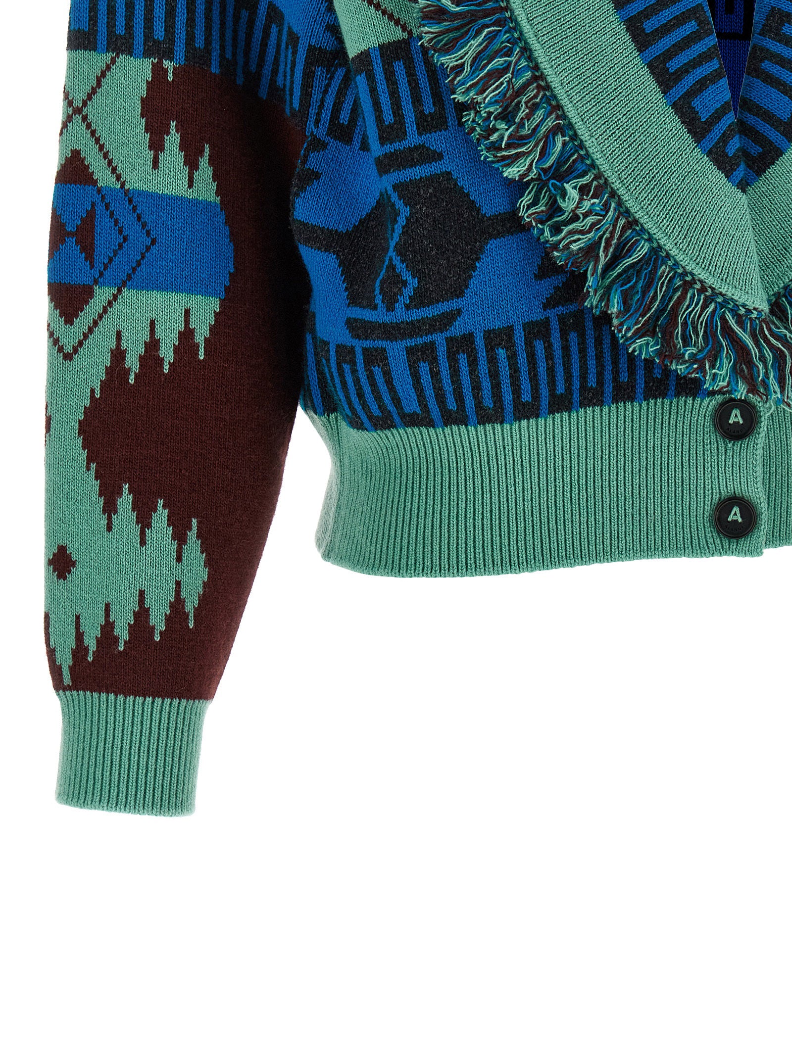 Alanui Blue Virgin Wool Cardigan