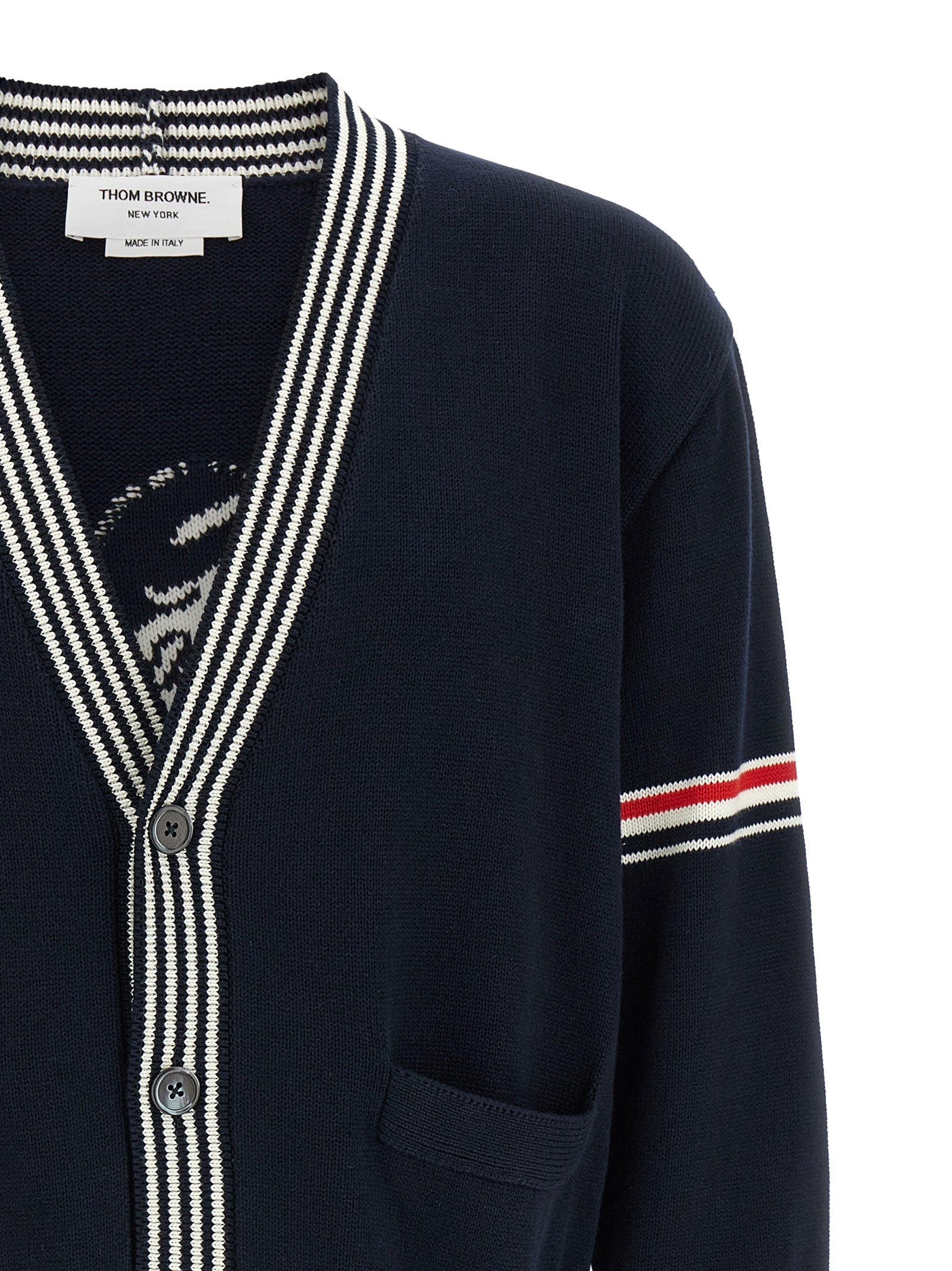 Thom Browne Blue Cotton Cardigan