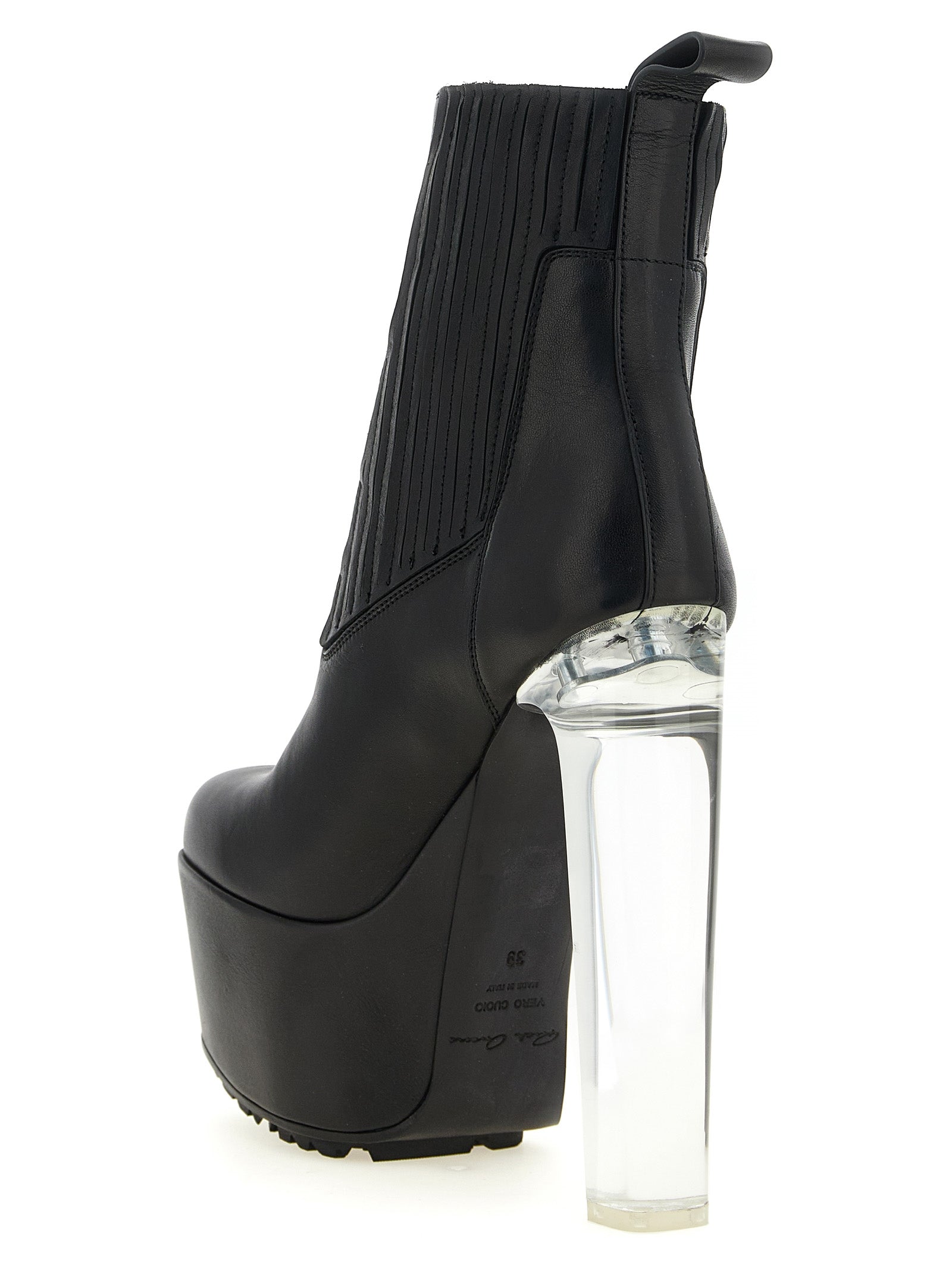 Rick Owens Black Calfskin Ankle Boots