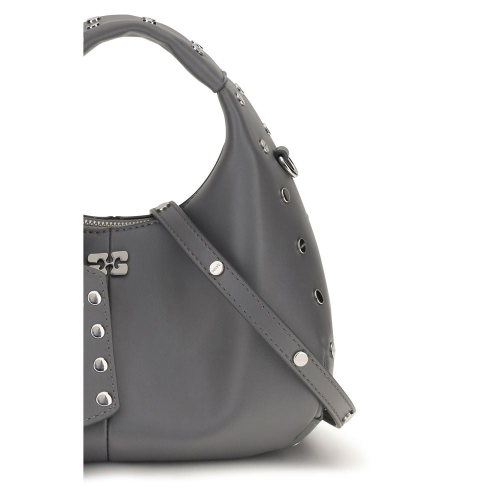 Ganni Gray Leather Shoulder Bag
