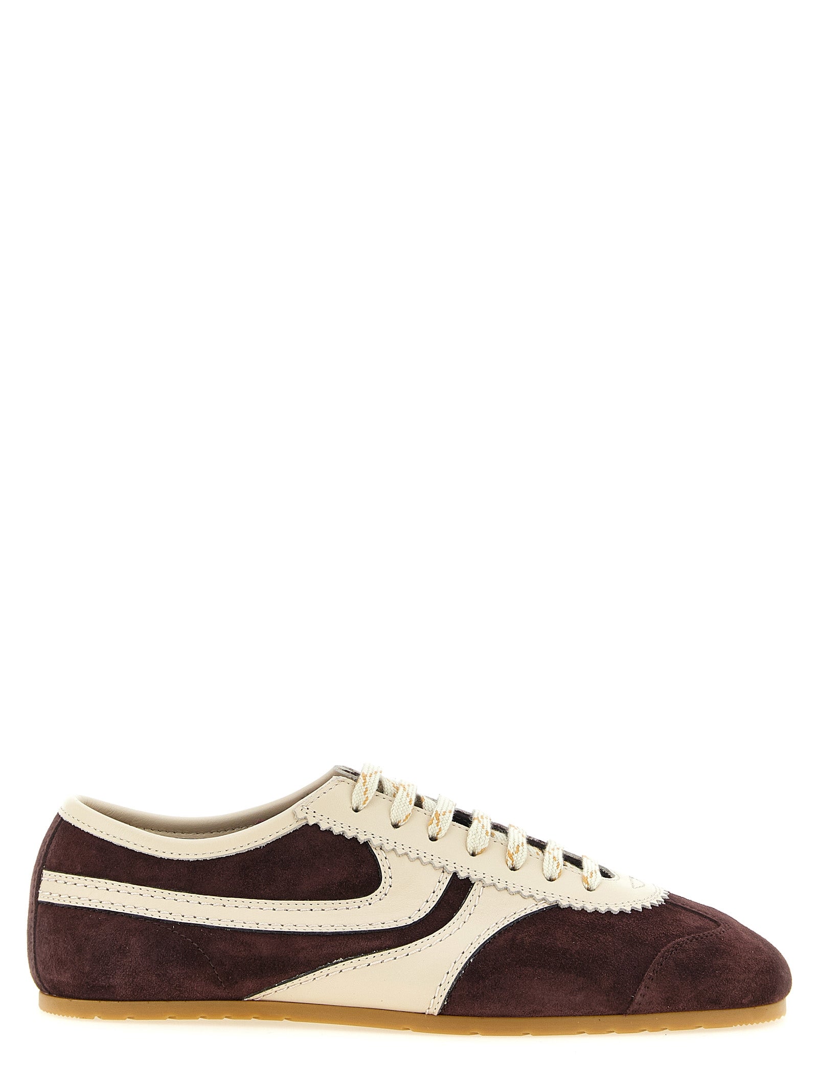 Dries Van Noten Bordeaux Calfskin Low Top Sneakers