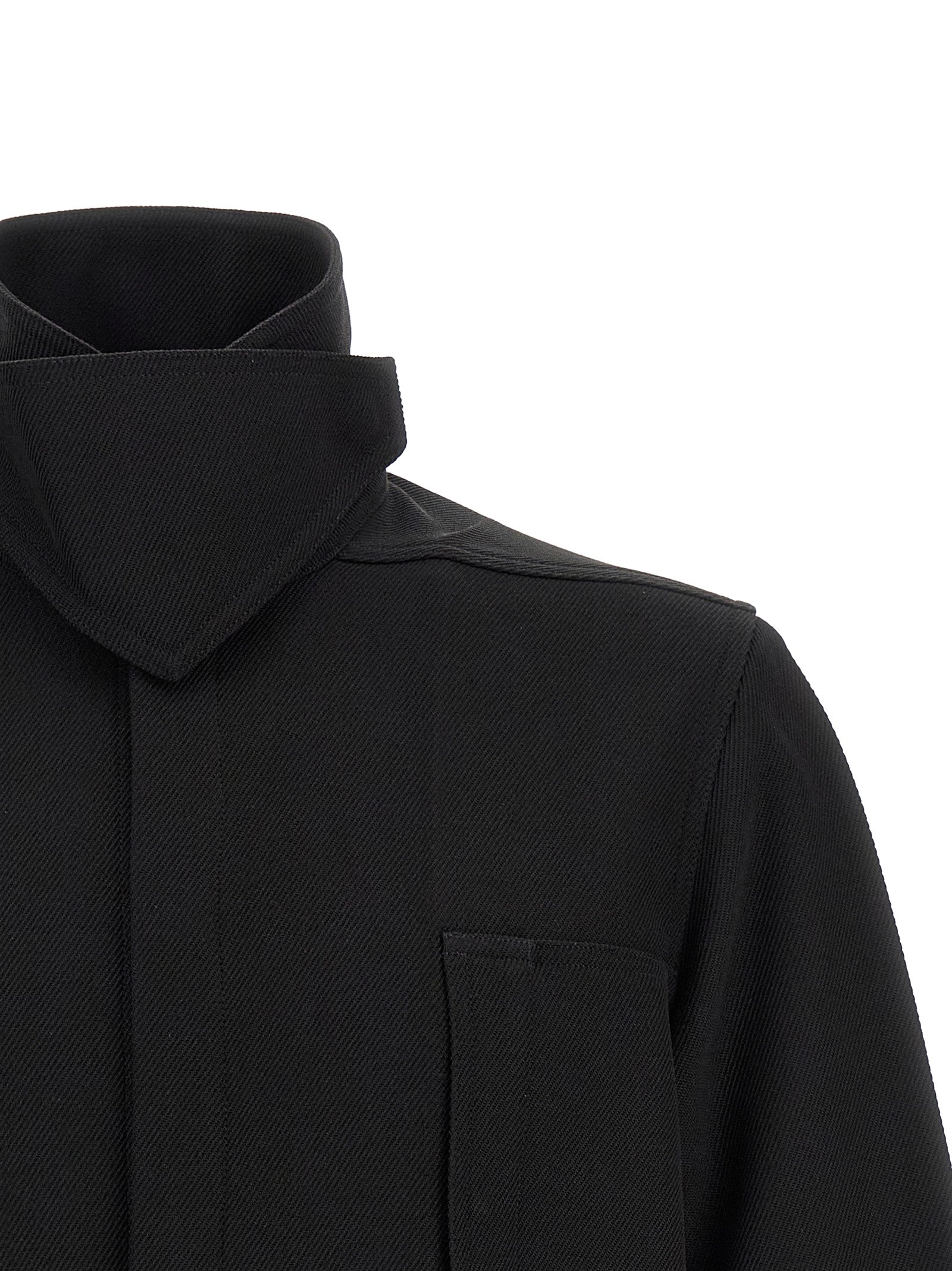 Rick Owens Black Cotton Full-Length Jacket