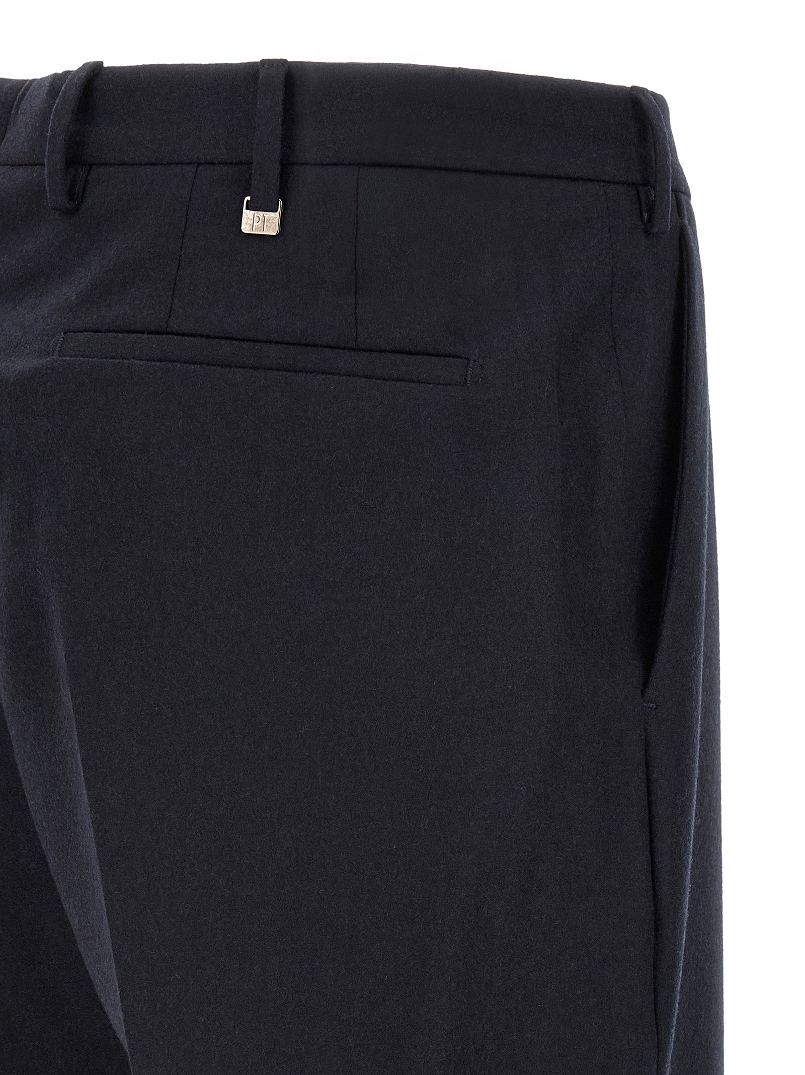 PT Torino Black Virgin Wool Casual Pants