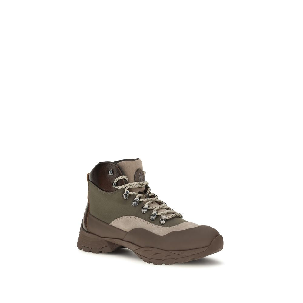 Brunello Cucinelli Bicolor Nylon Lace-Up Boots
