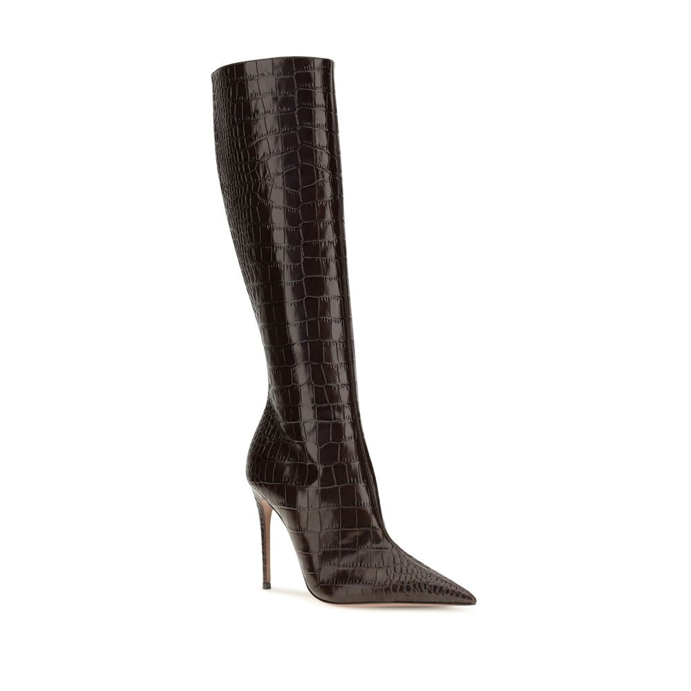 Paris Texas Brown Calf Leather Bos Taurus High Heel Boots