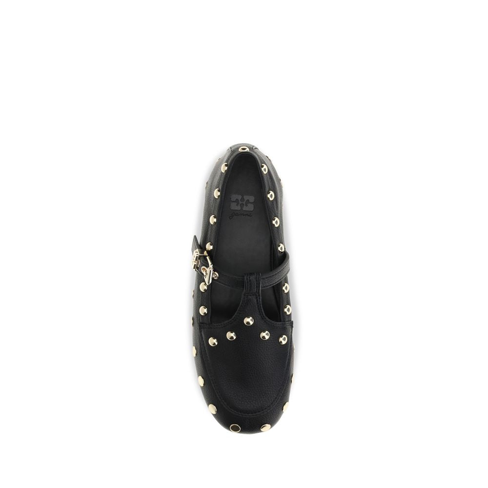 Ganni Black Recycled Polyester Ballet Flats