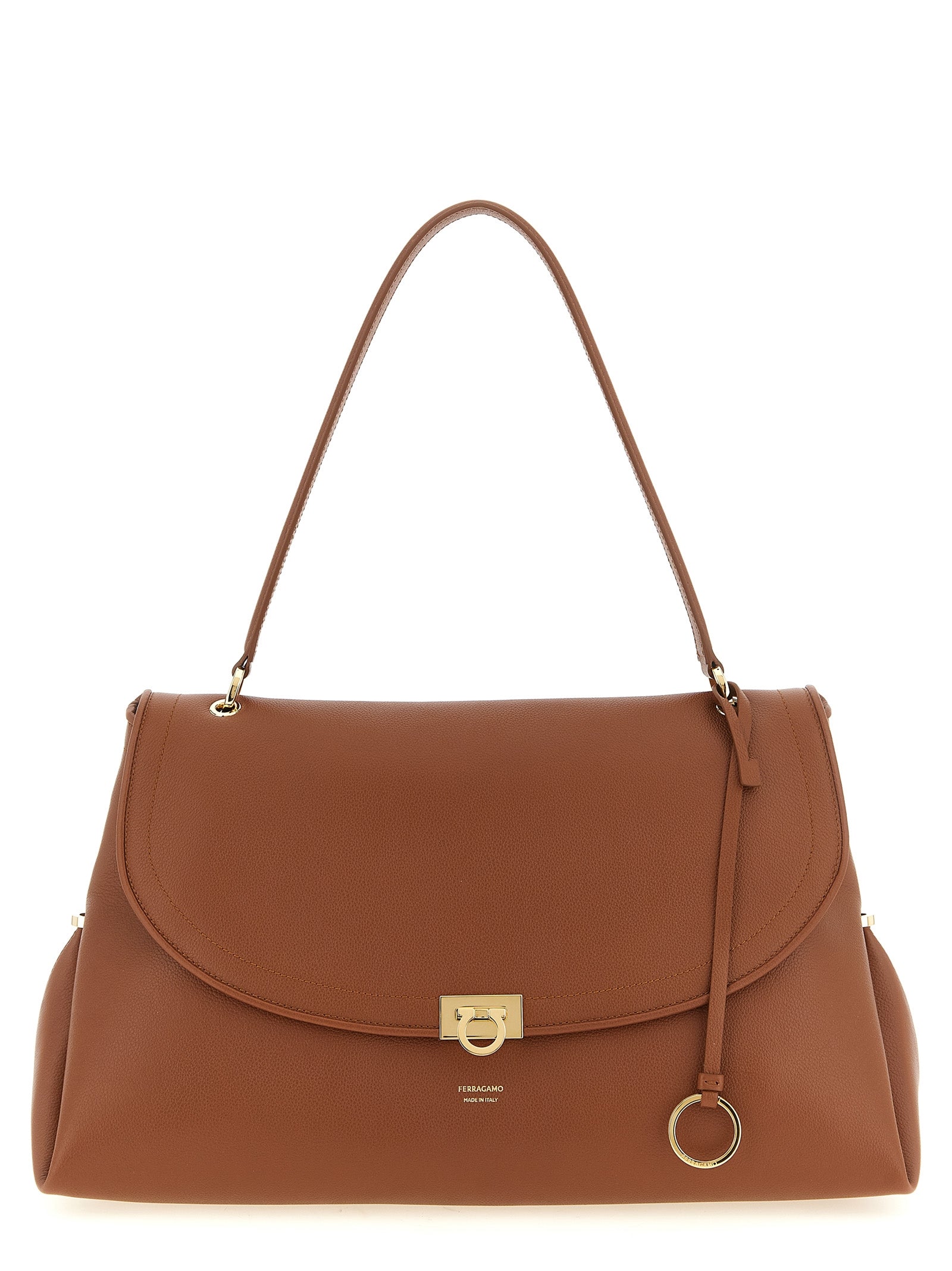 Ferragamo Brown Calfskin Shoulder Bag