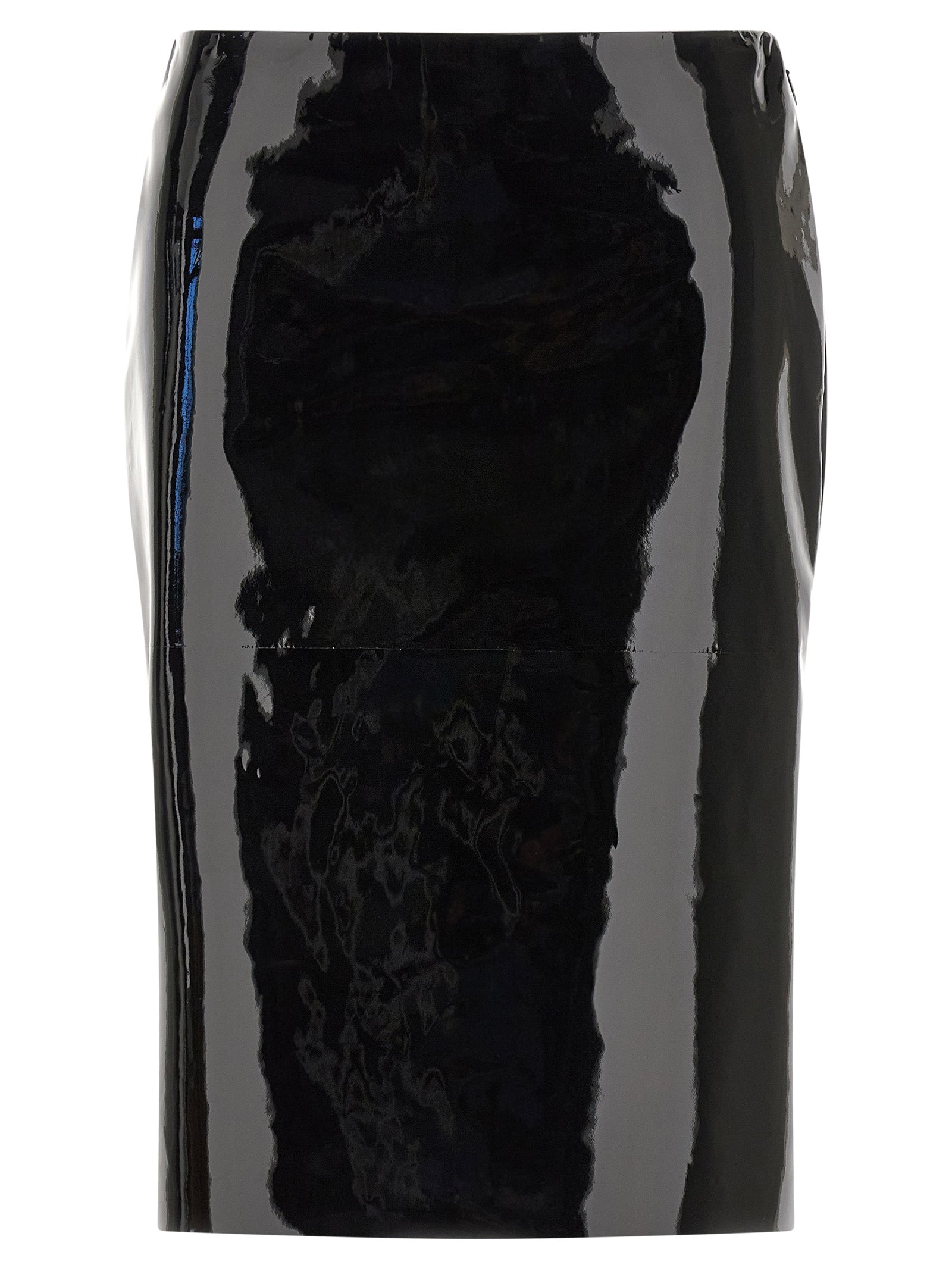 Ferragamo Black Lamb Leather Midi Skirt