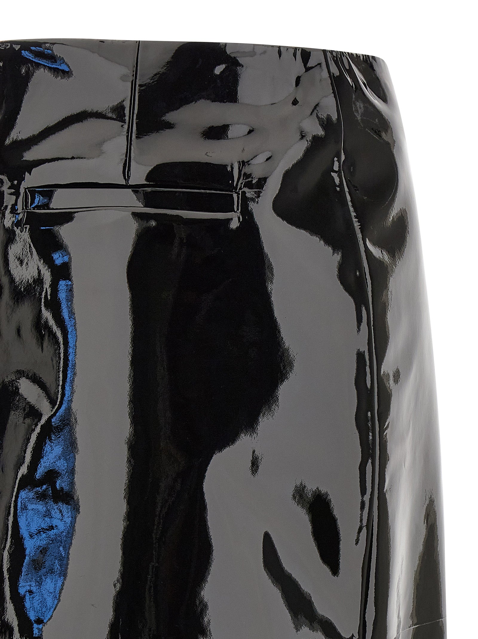 Ferragamo Black Lamb Leather Midi Skirt