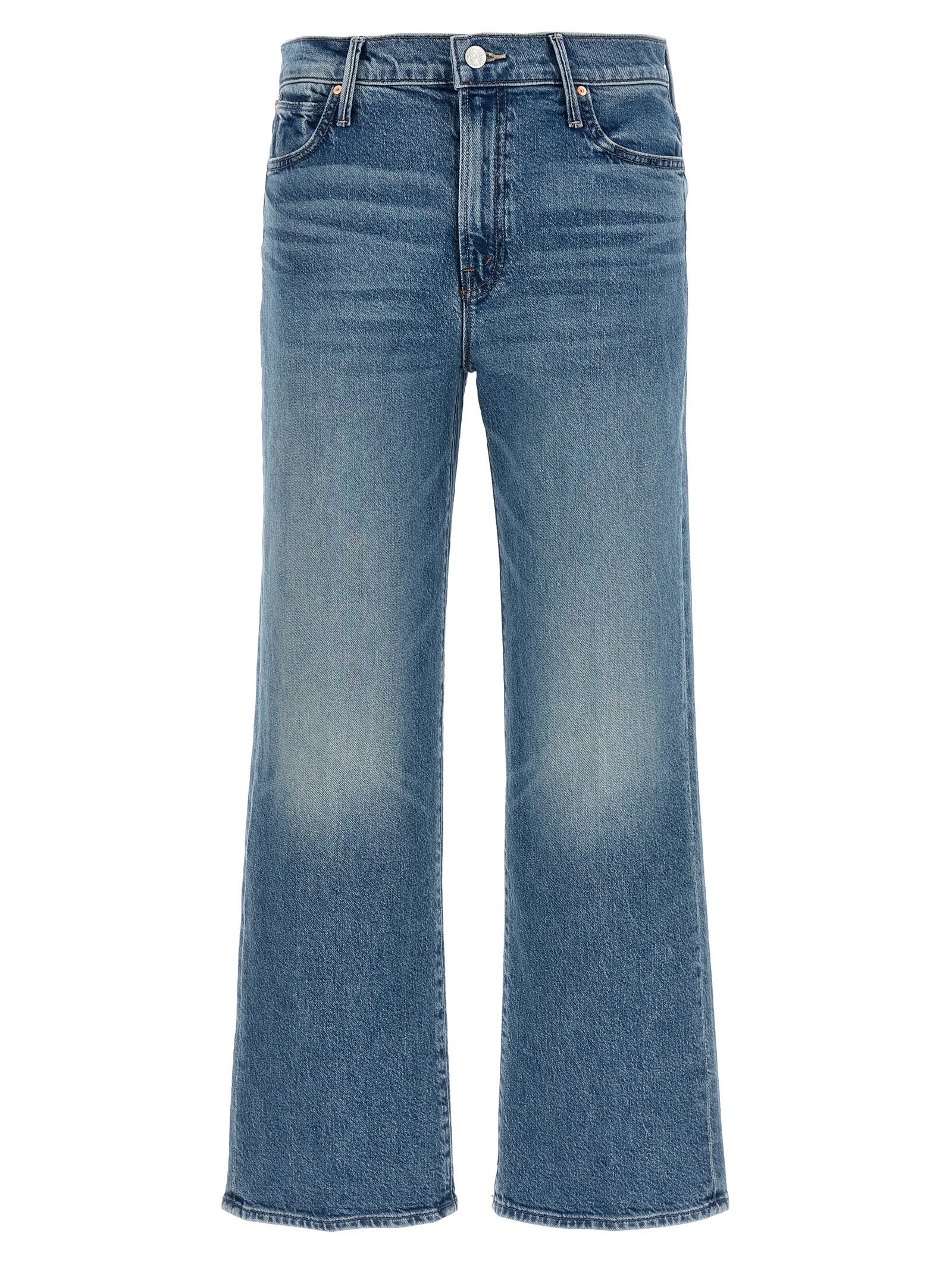 Mother Denim Blue Cotton Straight-Leg Jeans