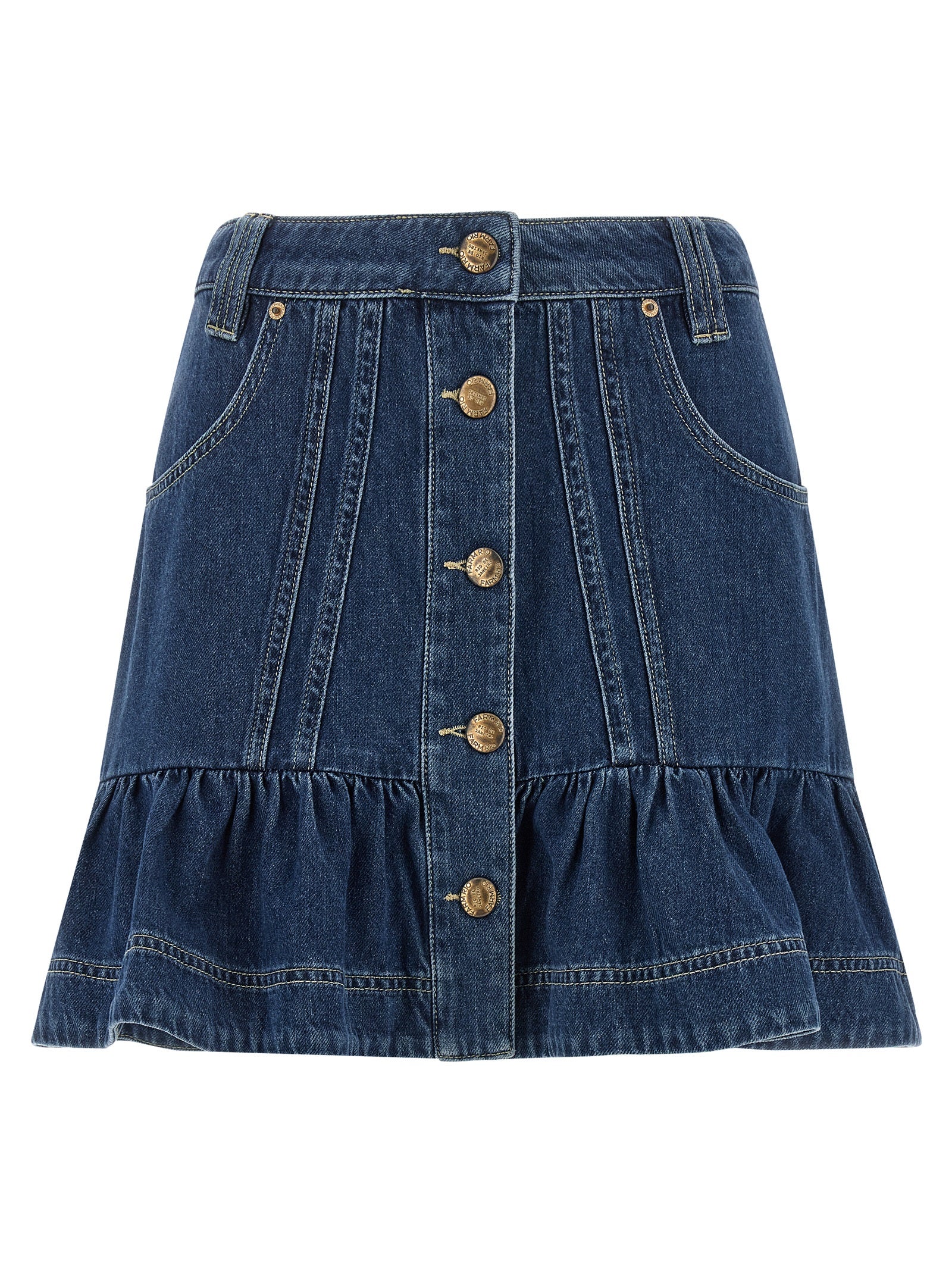 FARM RIO Blue Cotton Long Skirt
