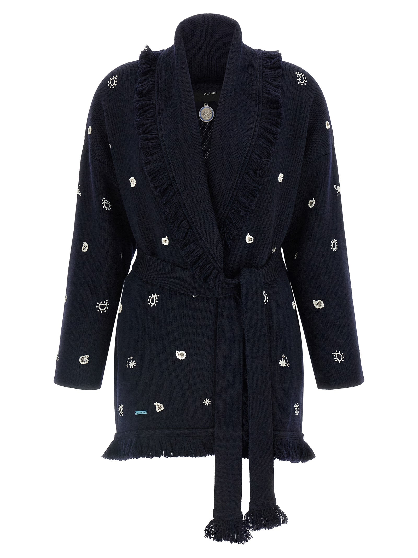 Alanui Blue Virgin Wool Cardigan
