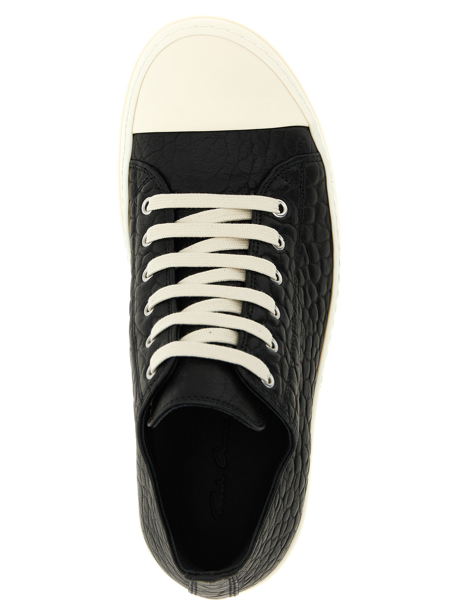Rick Owens Bicolor Lamb Leather Low Top Sneakers
