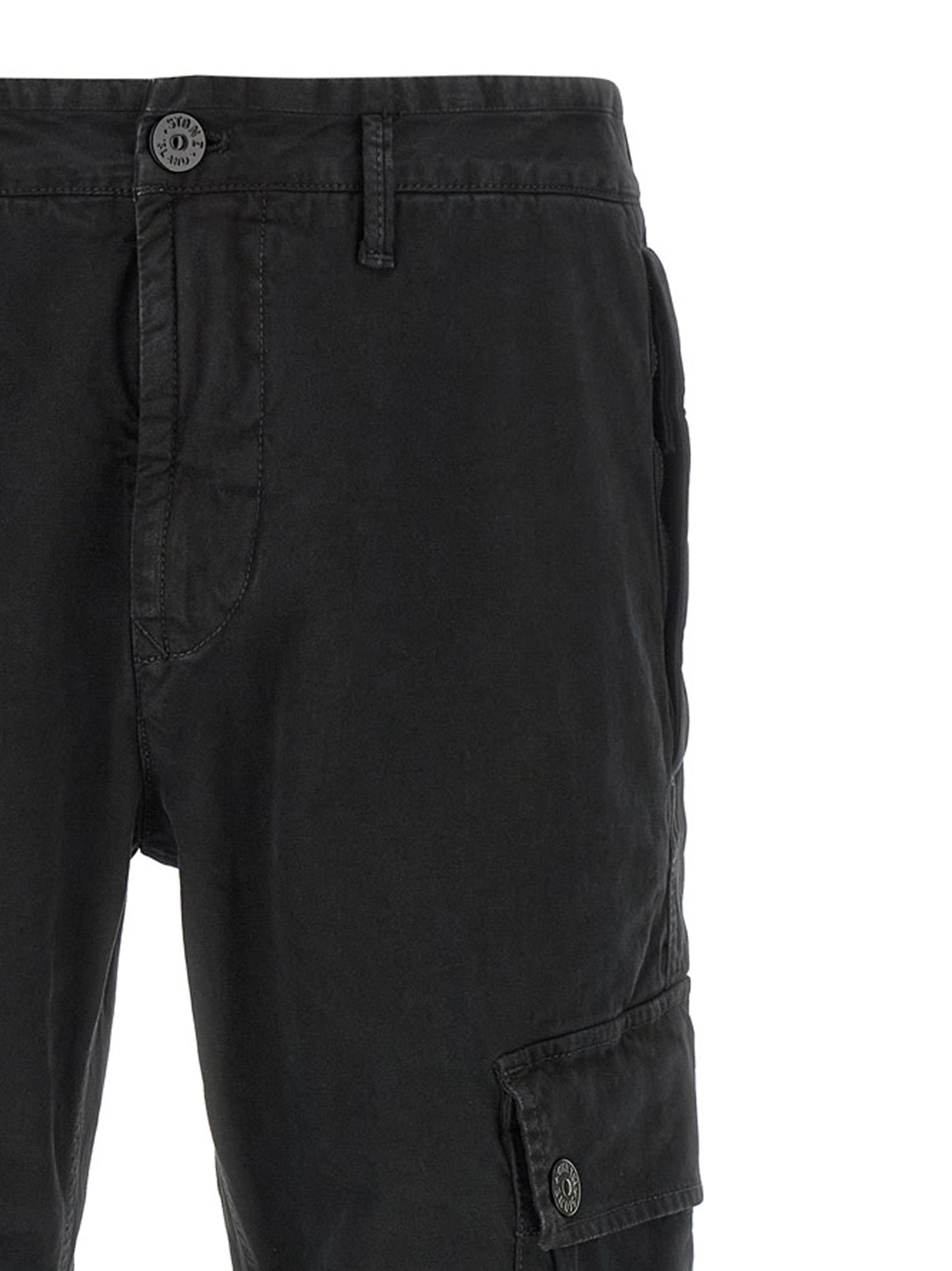 Stone Island Black Cotton Cargo Pants