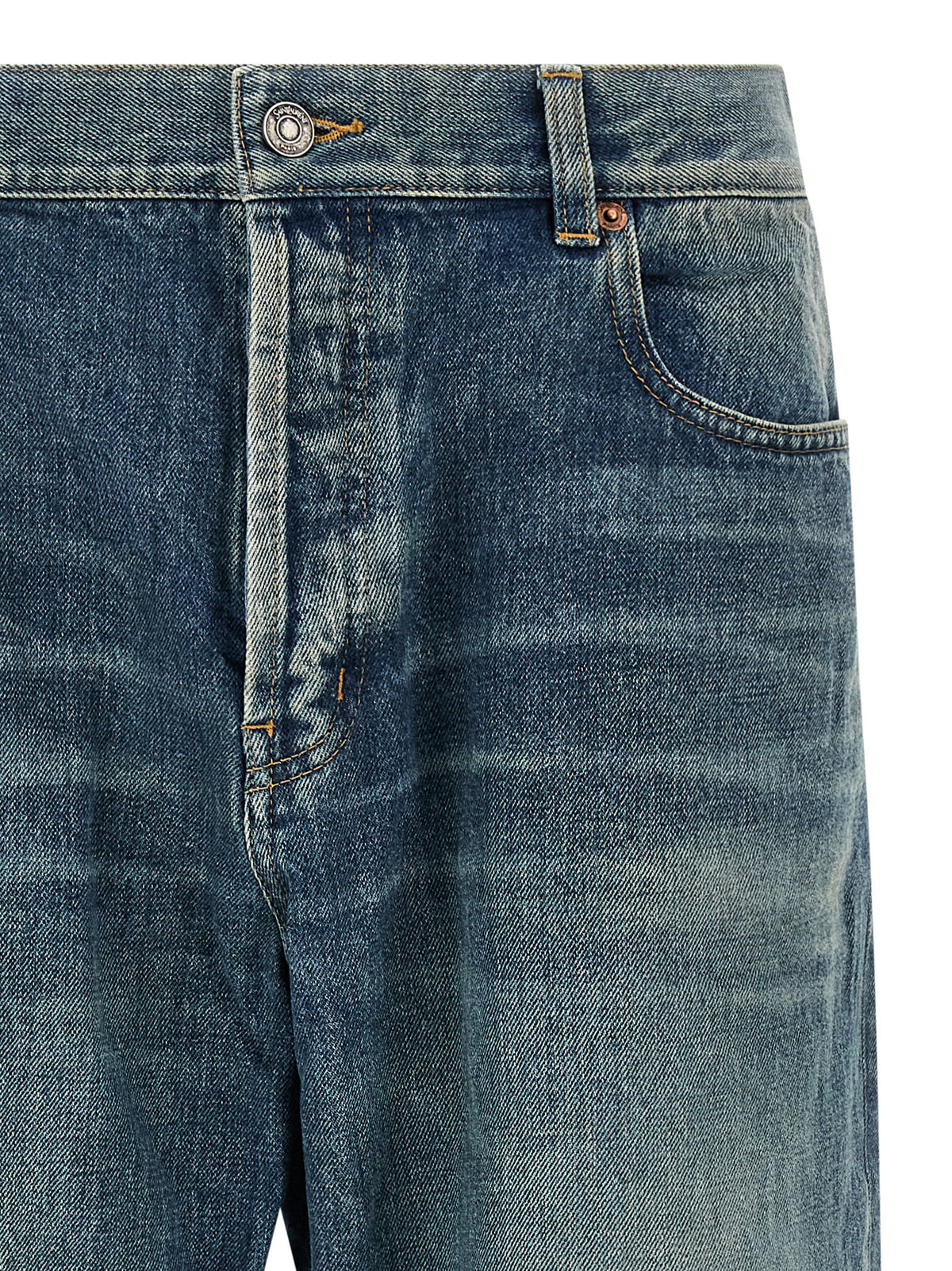 Saint Laurent Blue Cotton Tapered Jeans
