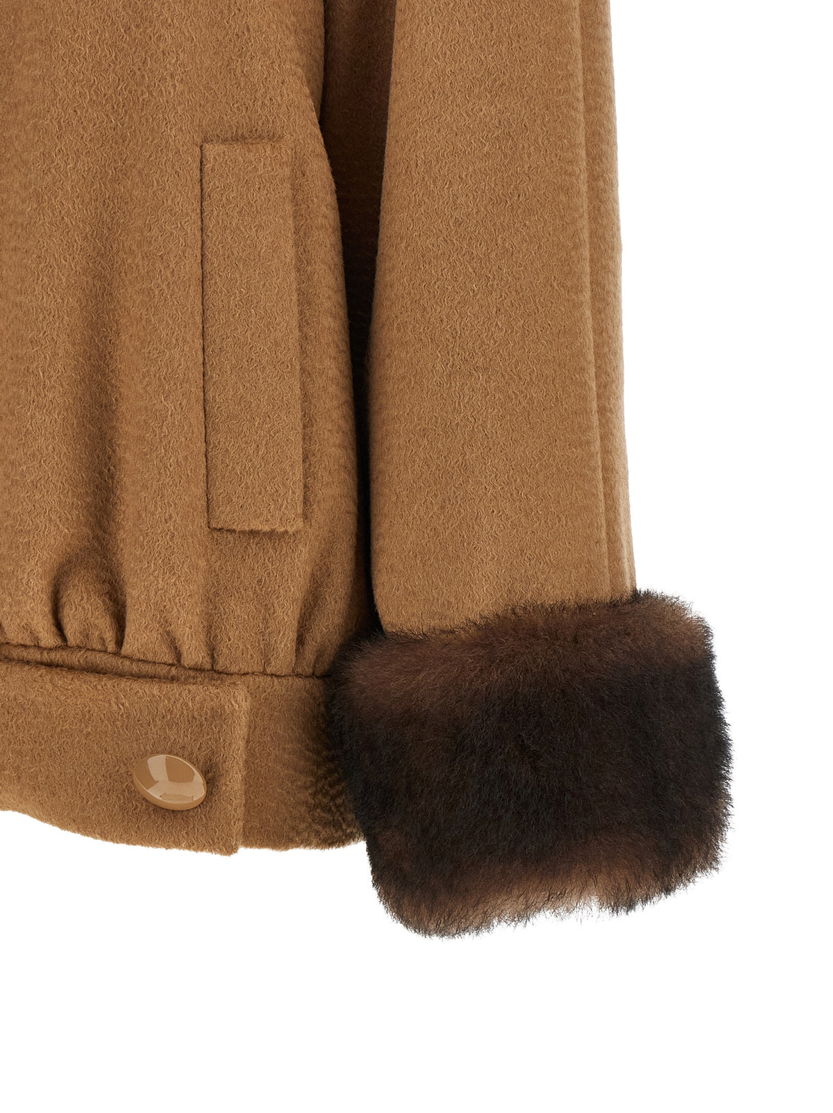 Valentino Garavani Brown Lamb Fur Bomber