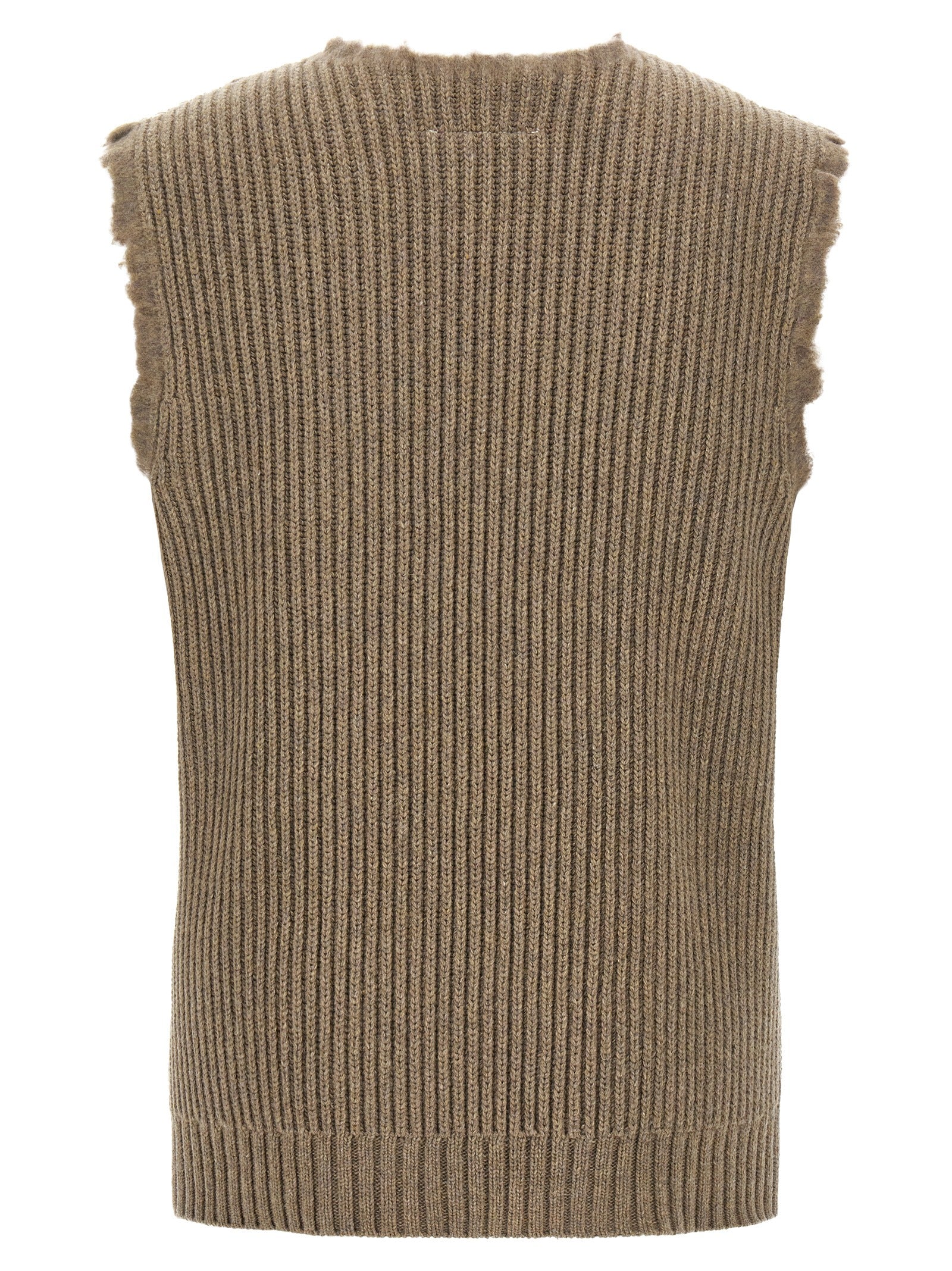 MM6 Maison Margiela Beige Wool Sleeveles Sweater