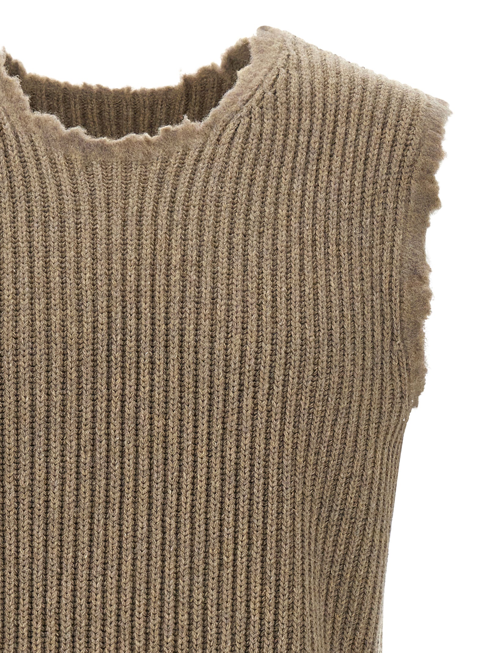 MM6 Maison Margiela Beige Wool Sleeveles Sweater