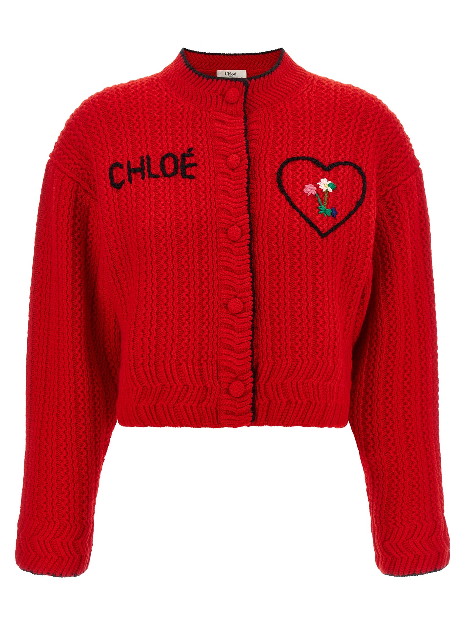 Chloé Red Wool Cardigan