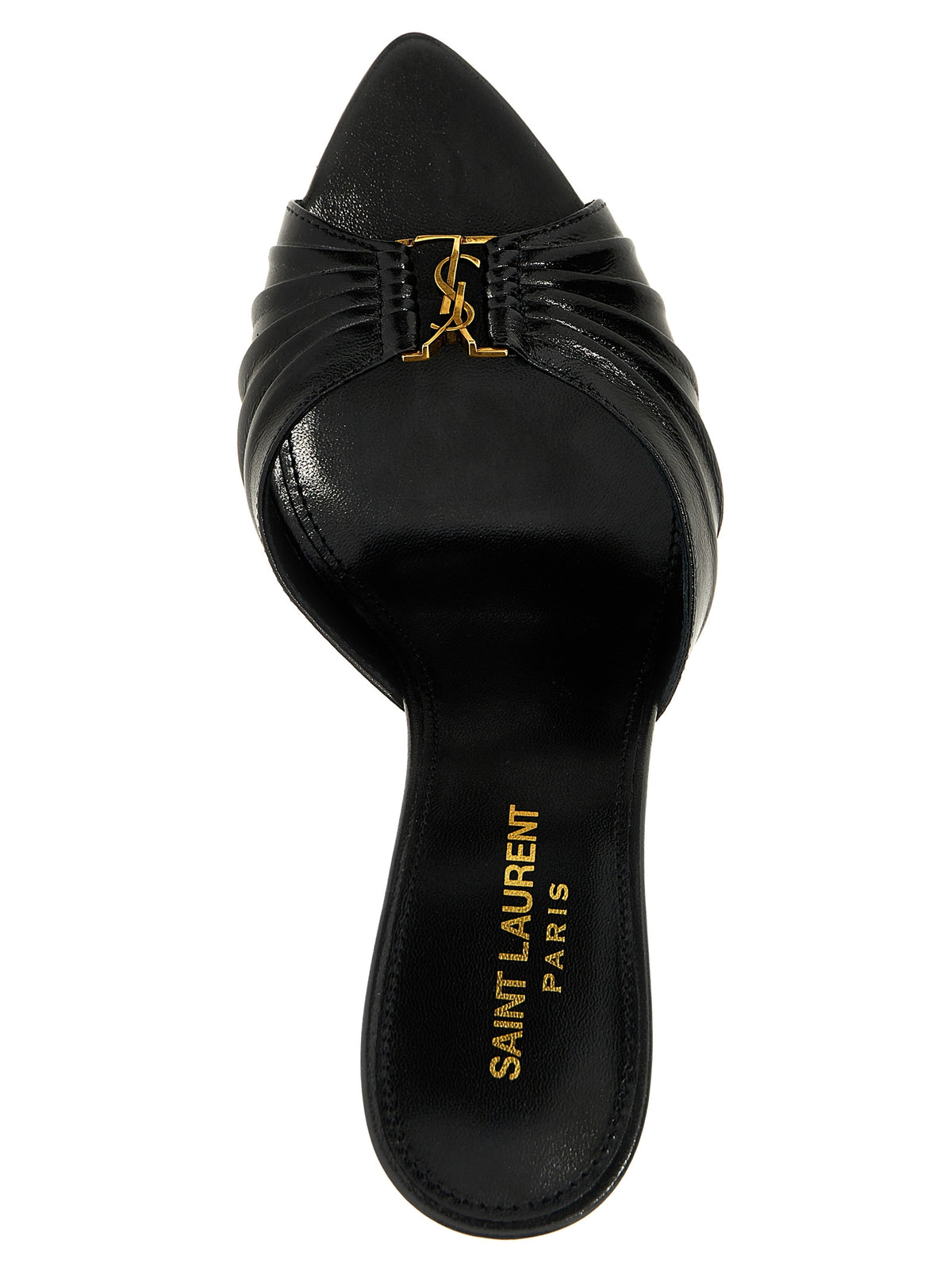 Saint Laurent Black Lamb Leather Stiletto Heel Sandals