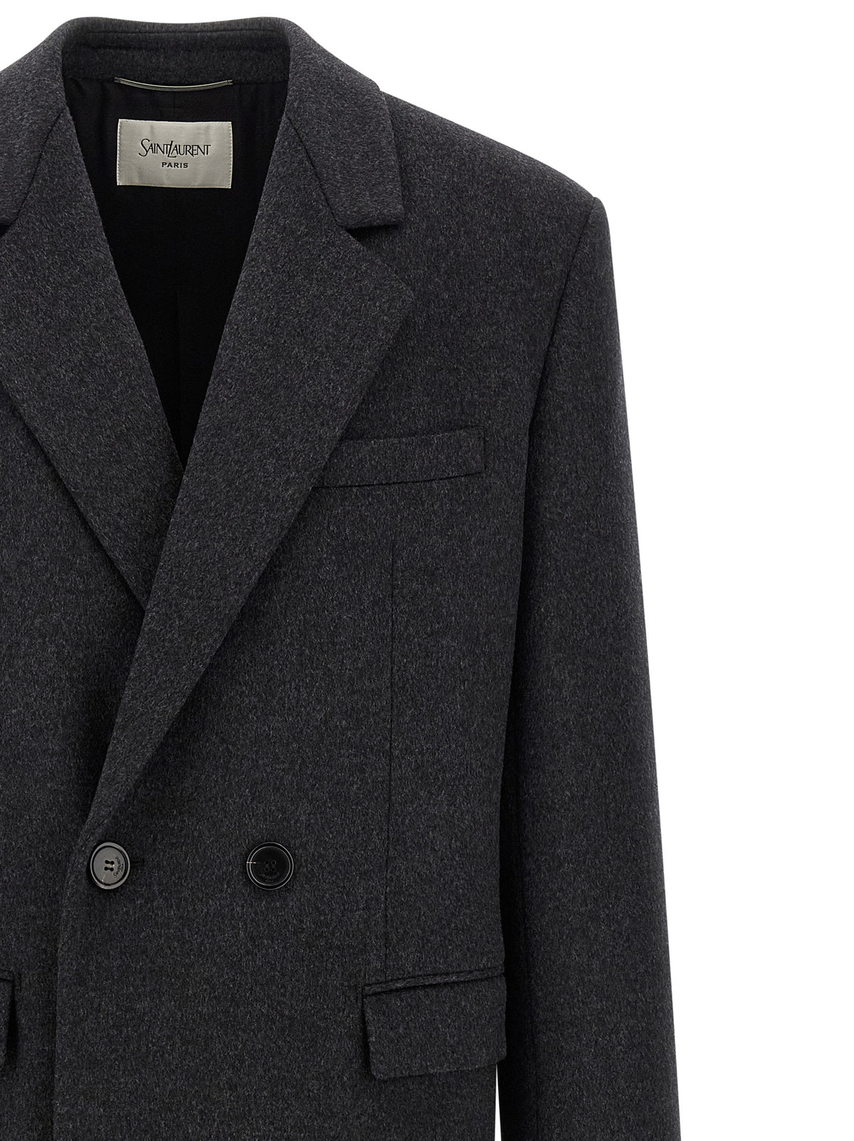 Saint Laurent Gray Wool Coat