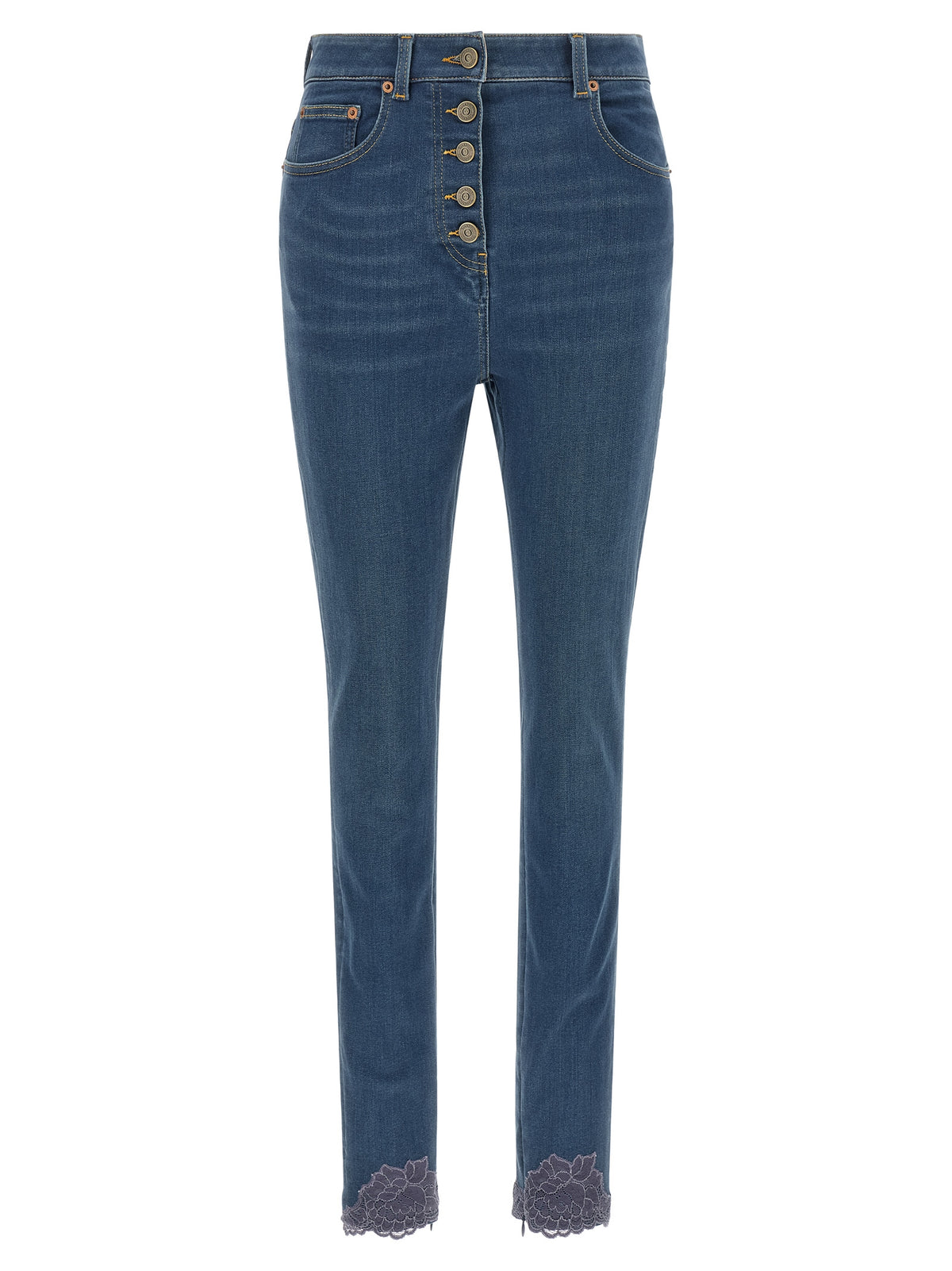 Valentino Garavani Blue Lamb Fur High-Waisted Jean