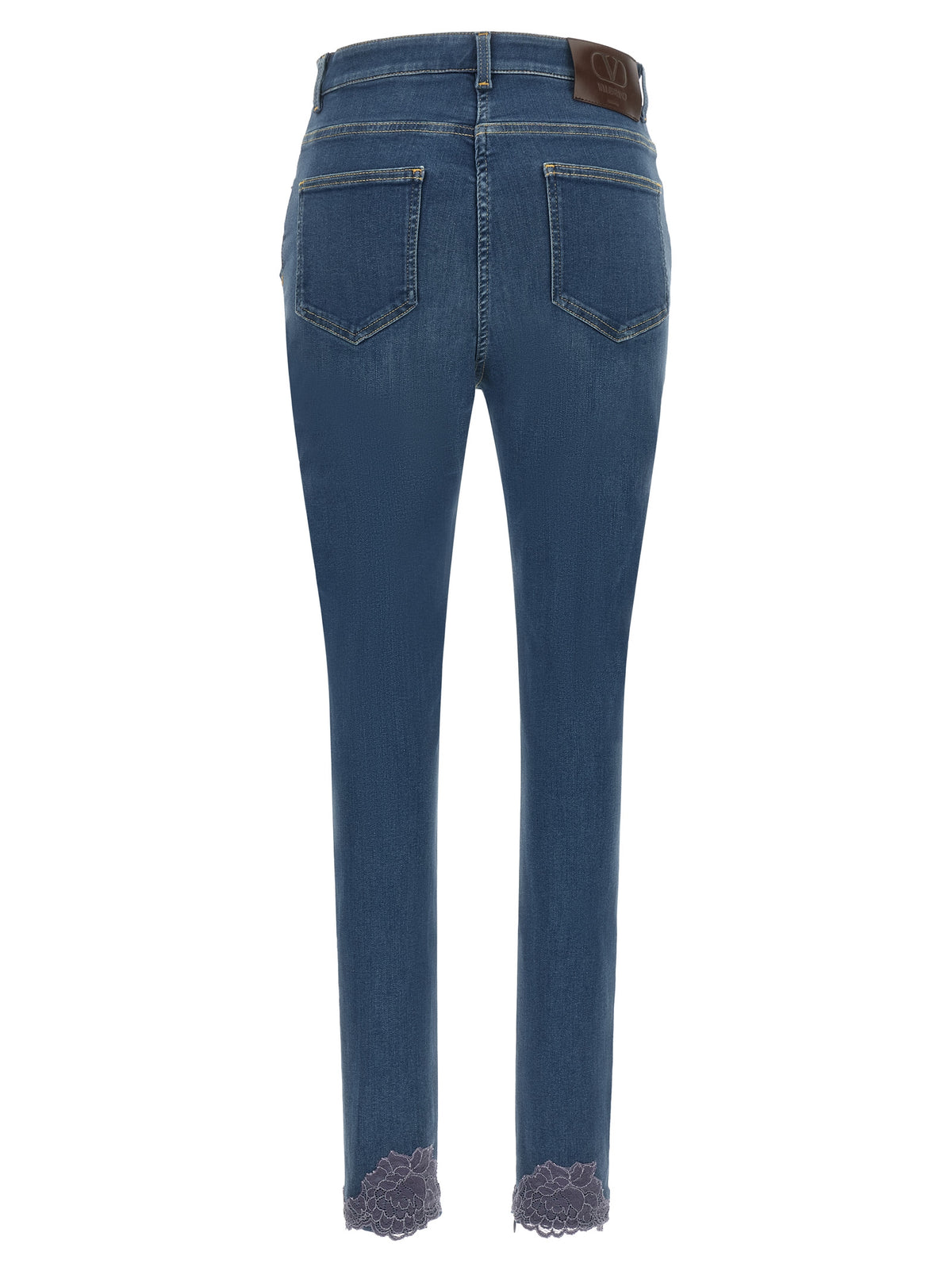 Valentino Garavani Blue Lamb Fur High-Waisted Jean