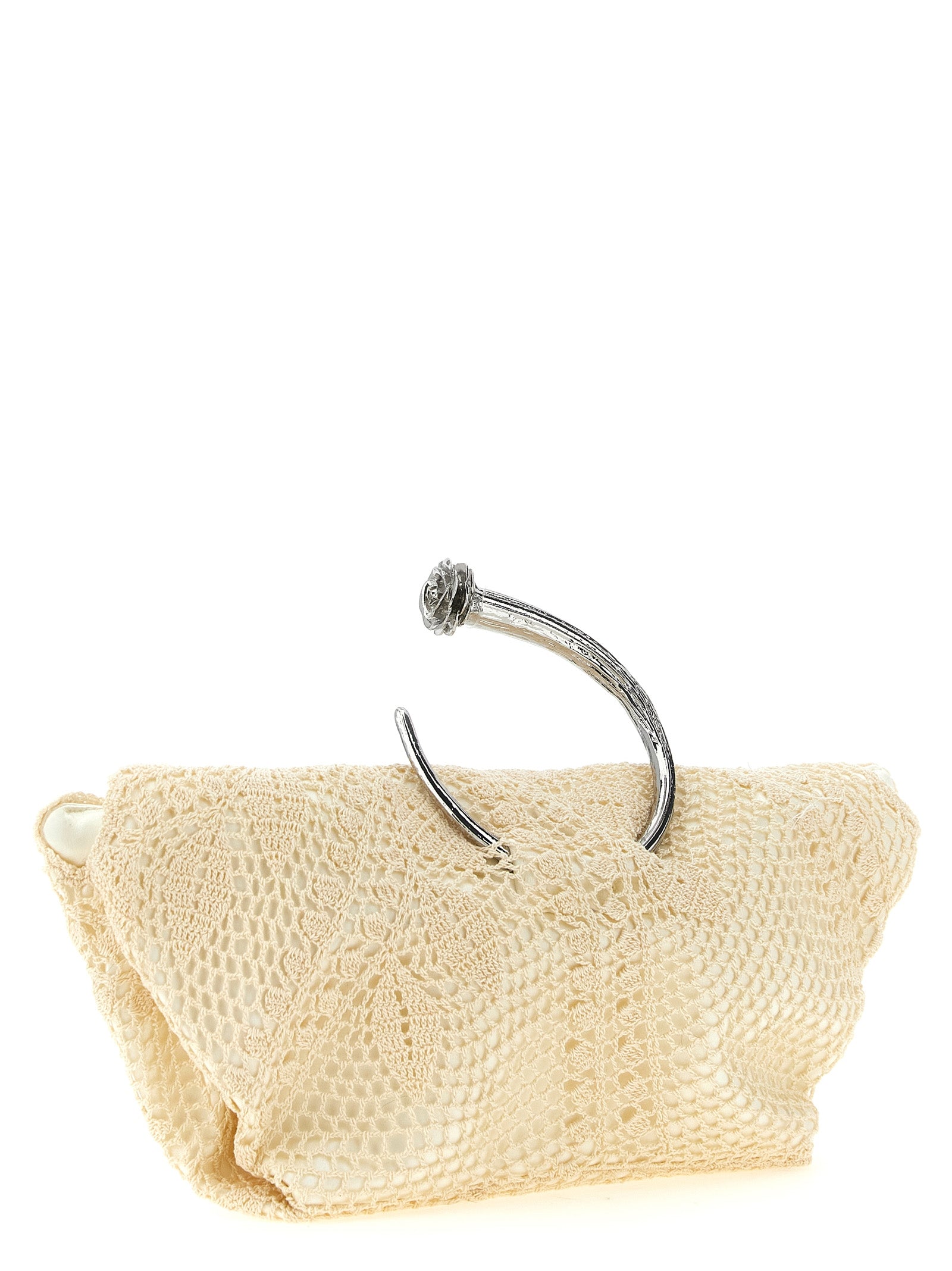 Magda Butrym White Silk Clutch Bag