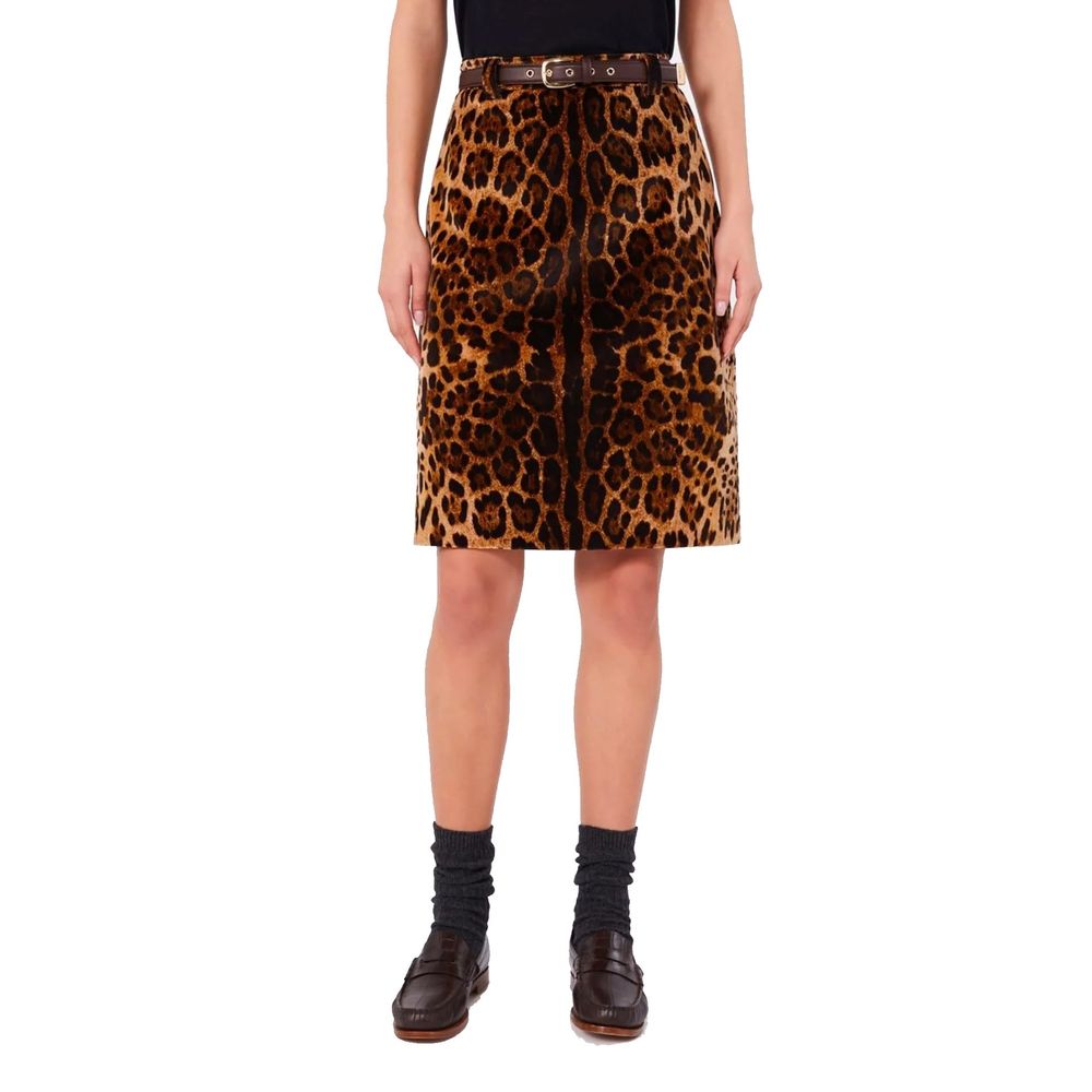 Max Mara Brown Cotton Midi Skirt