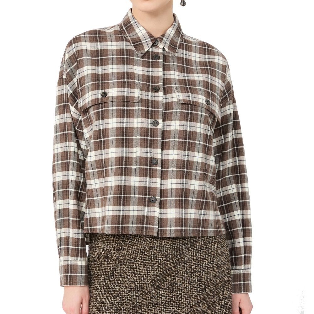 Max Mara Brown Cotton Pattern Shirt