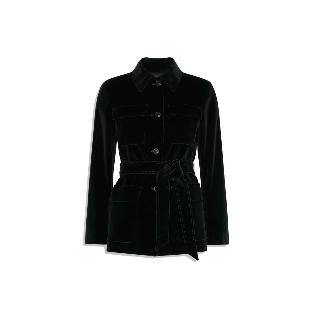 Max Mara Black Cotton Full-Length Jacket
