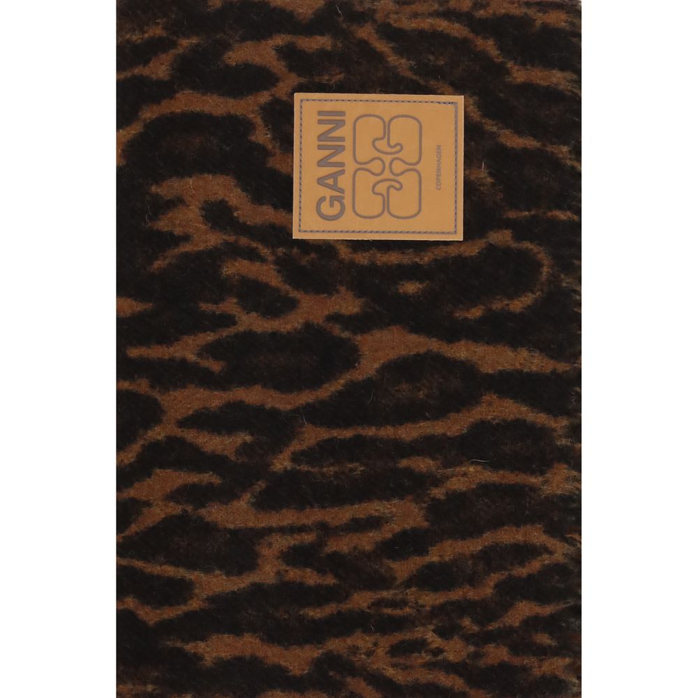 Ganni Brown Wool Oves Aries Scarf