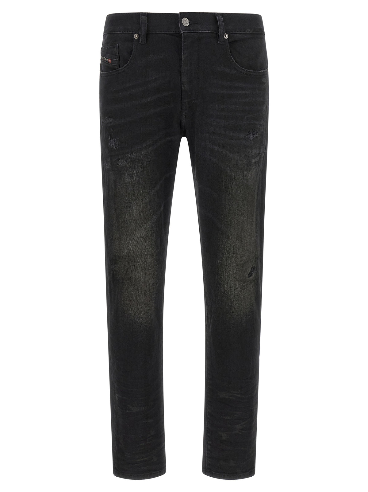 Diesel Black Cotton Tapered Jeans