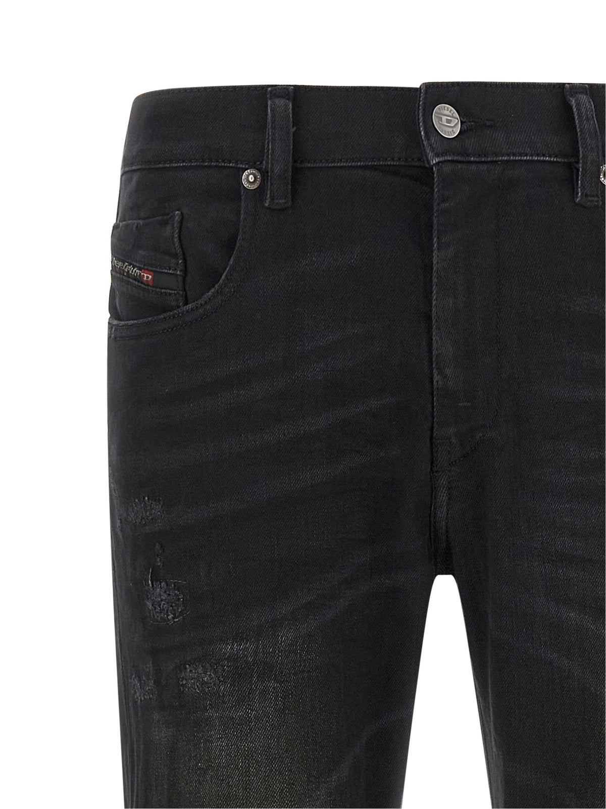 Diesel Black Cotton Tapered Jeans