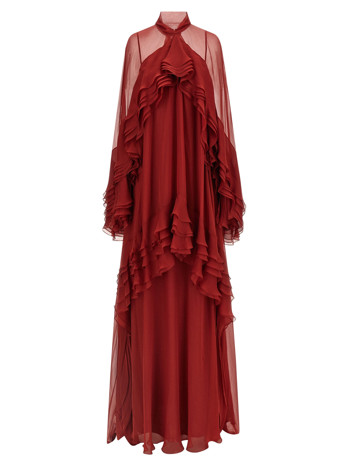 Alberta Ferretti Bordeaux Silk Long Dress