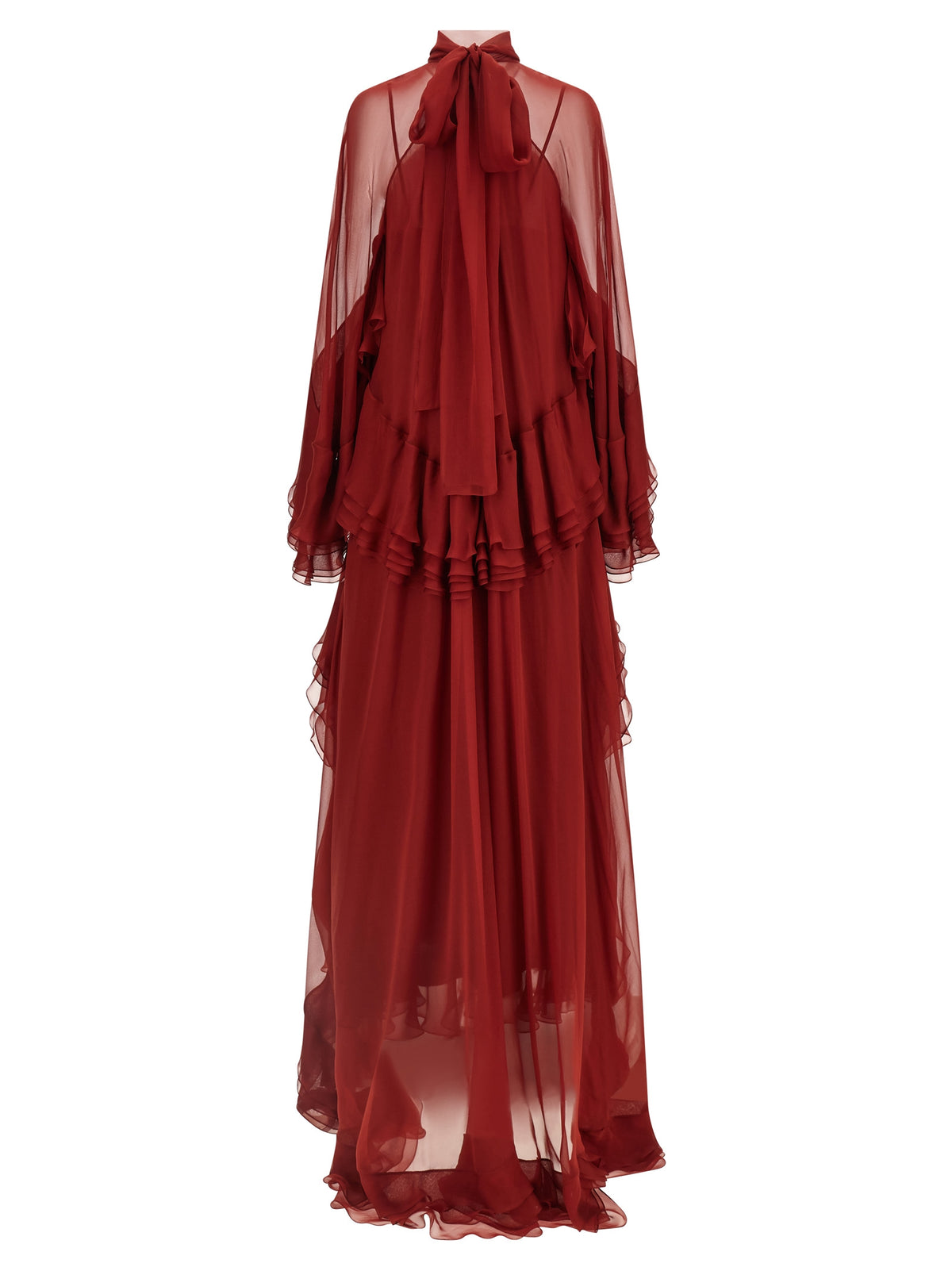 Alberta Ferretti Bordeaux Silk Long Dress