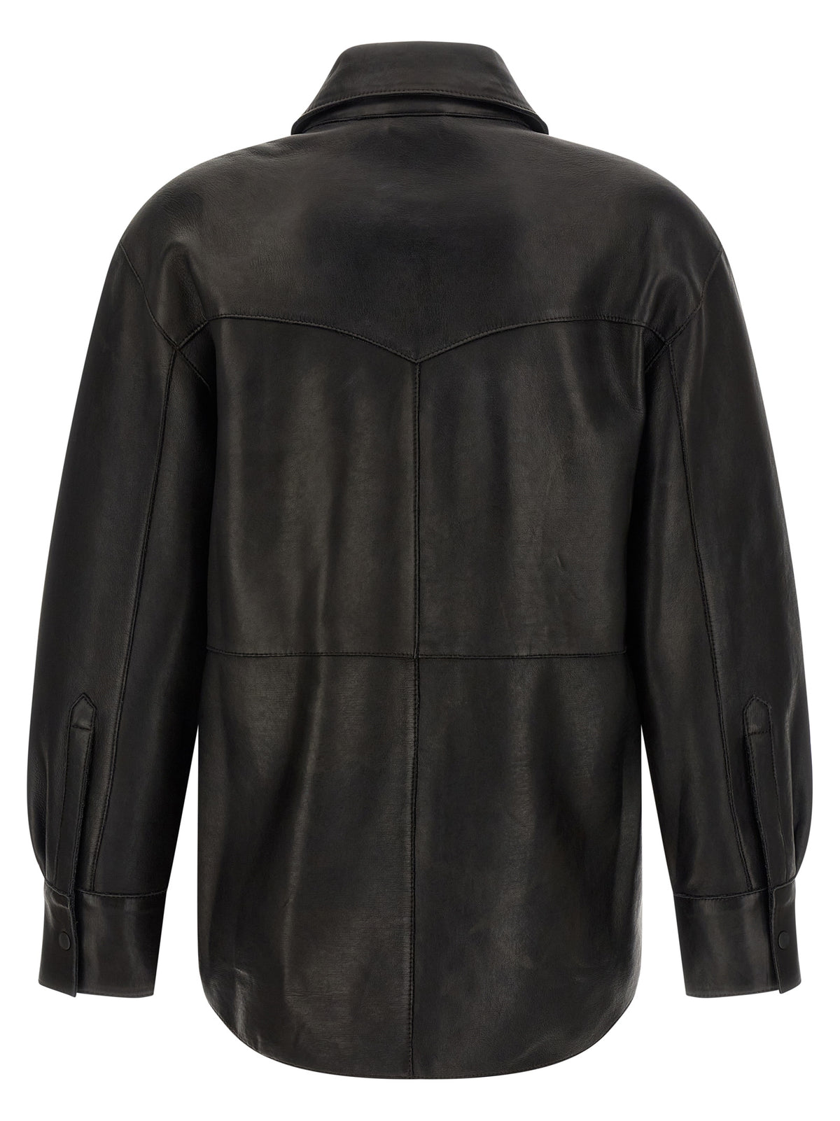 P.A.R.O.S.H. Black Lamb Leather Blouse
