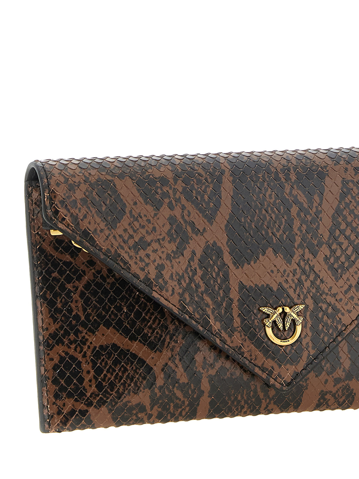 PINKO Brown Calfskin Clutch Bag