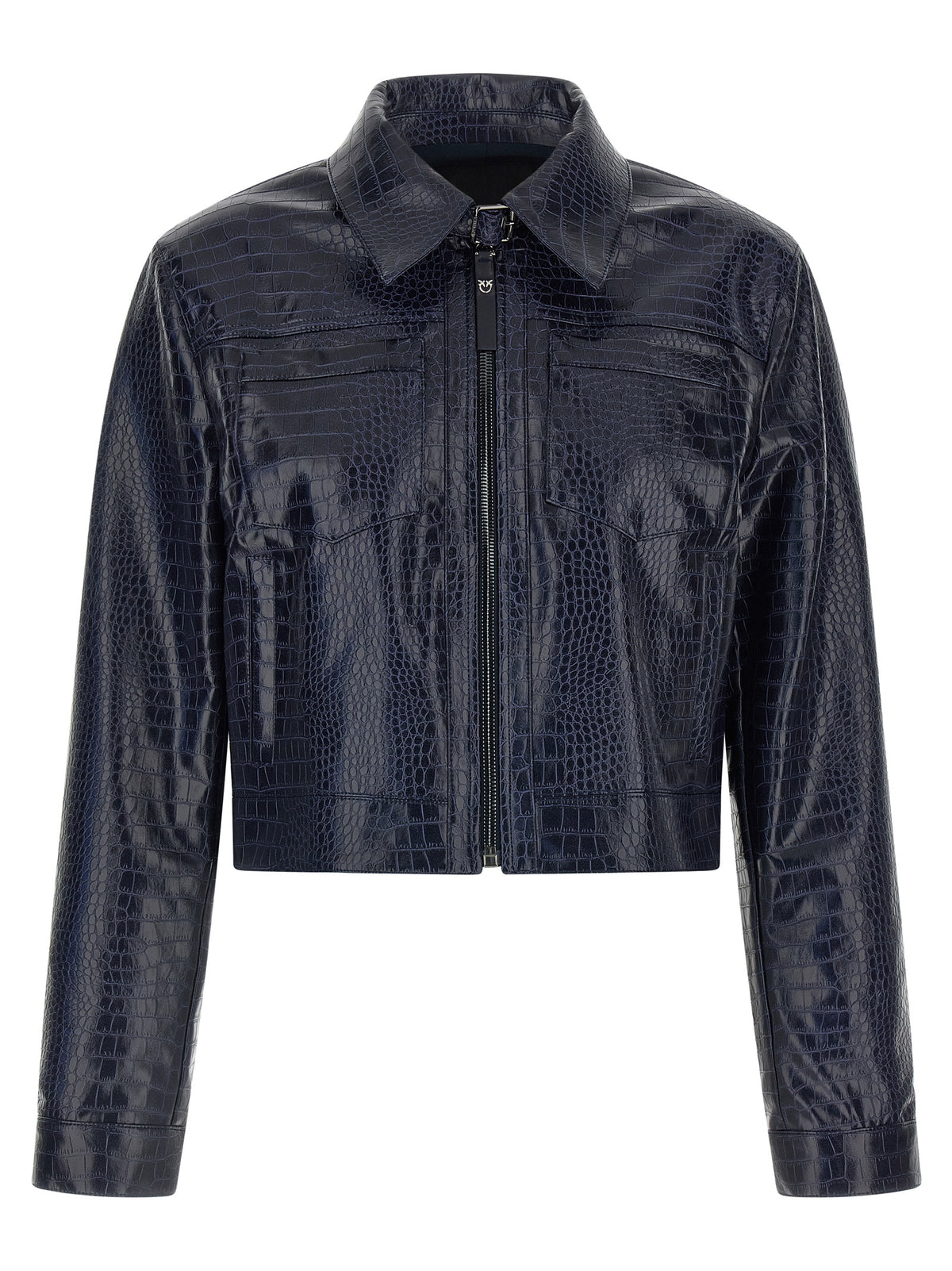 PINKO Blue Viscose Leather Jacket