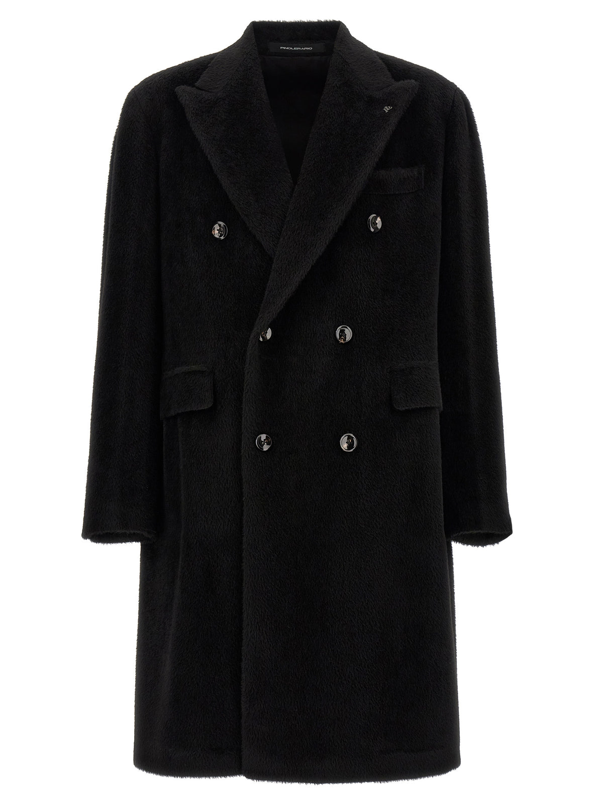 Tagliatore Black Alpaca Leather Coat
