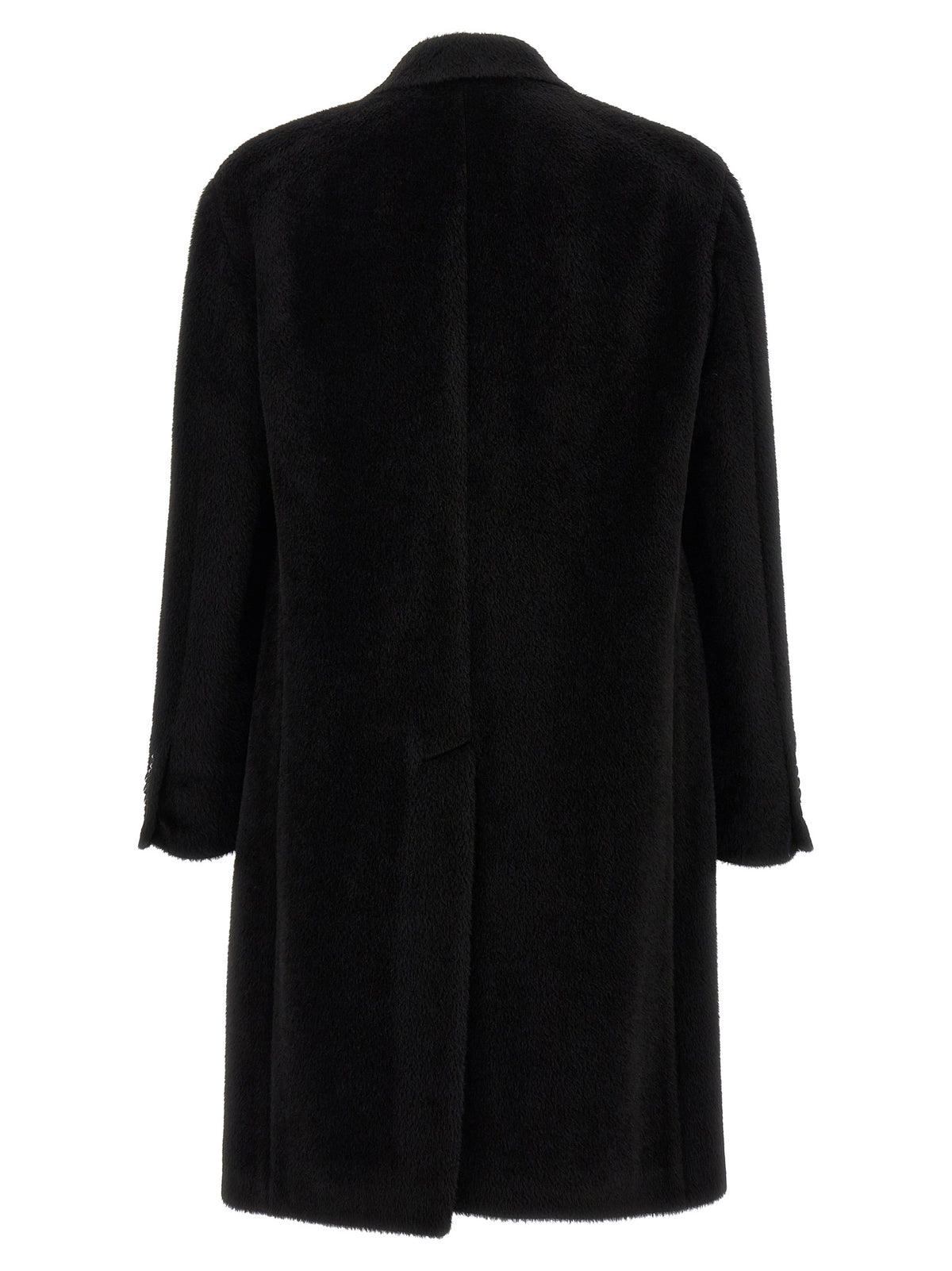 Tagliatore Black Alpaca Leather Coat