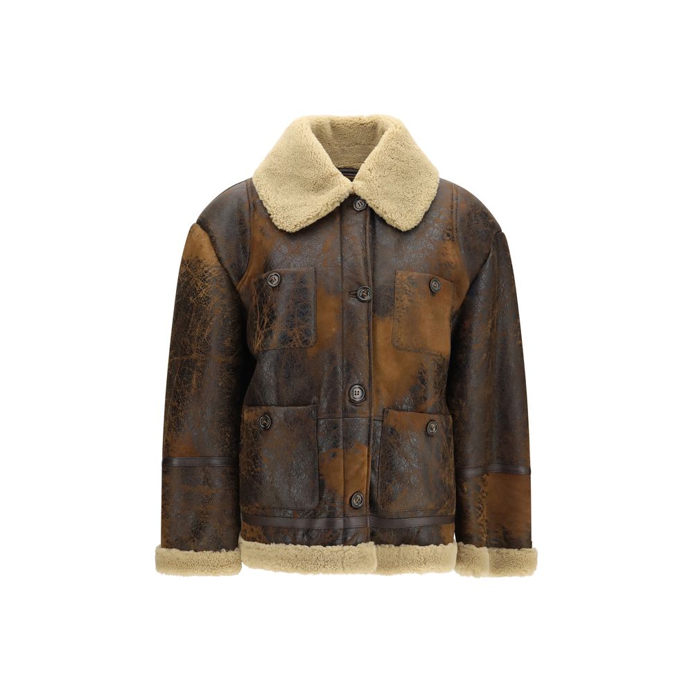 Valstar Brown Lamb Ovis Aries Leather Jacket