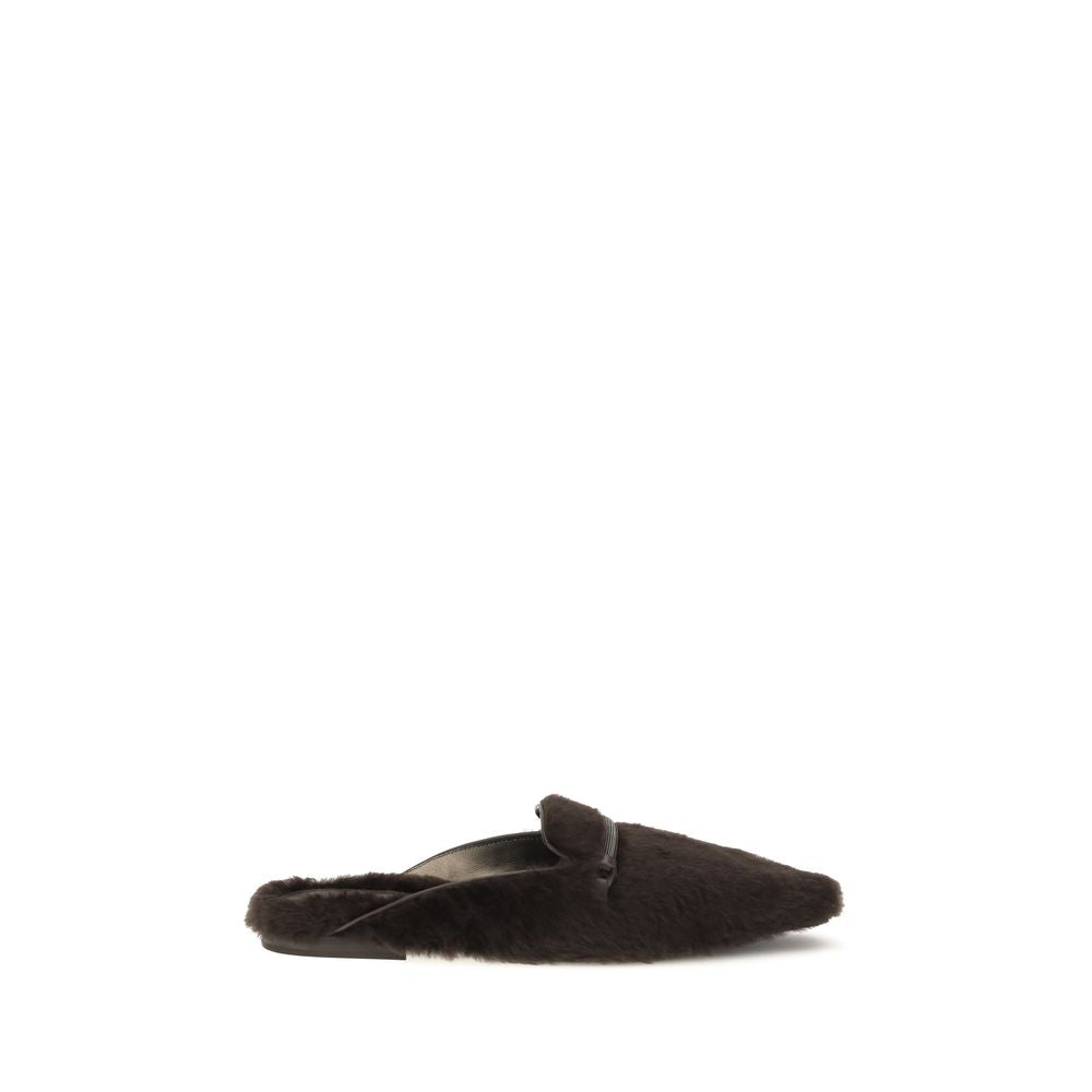 Brunello Cucinelli Brown Fur Ballet Flats