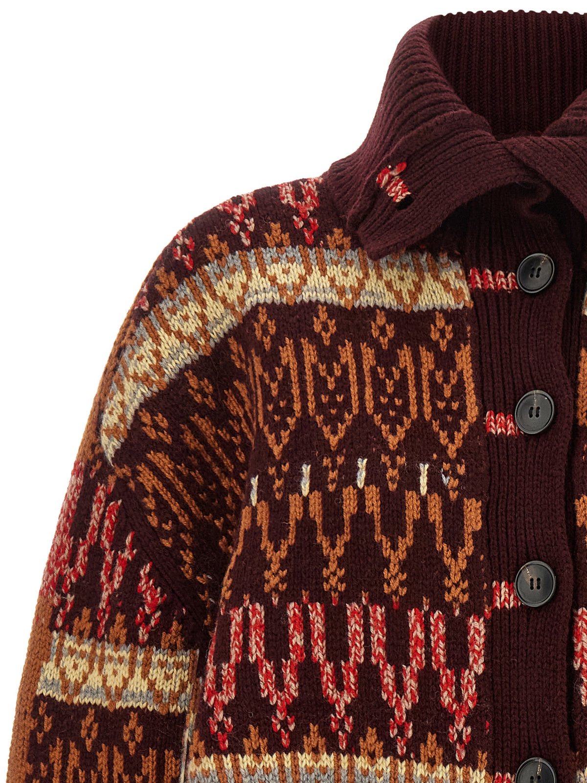 Dries Van Noten Bordeaux Wool Cardigan