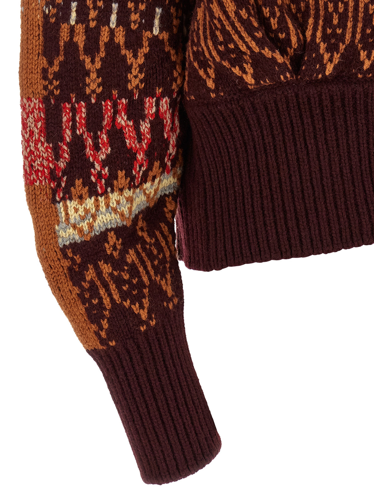 Dries Van Noten Bordeaux Wool Cardigan