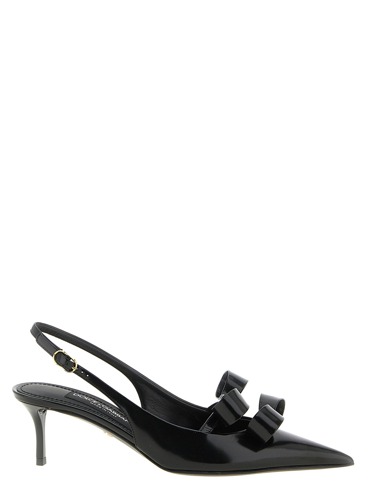Dolce & Gabbana Black Calfskin Mid Heel Pumps
